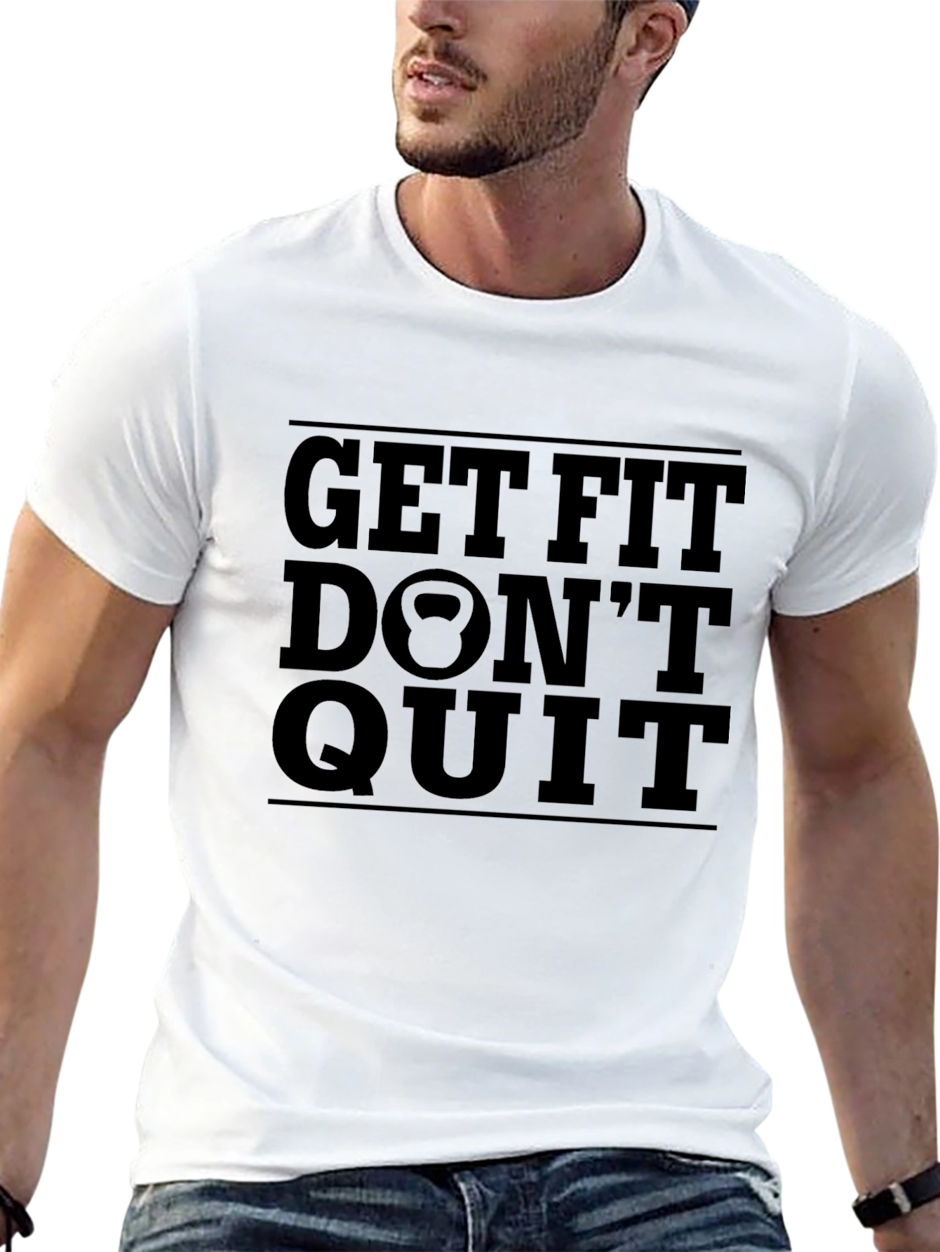 Get Fit Dont Quit Black T-Shirt Fitness Motivation