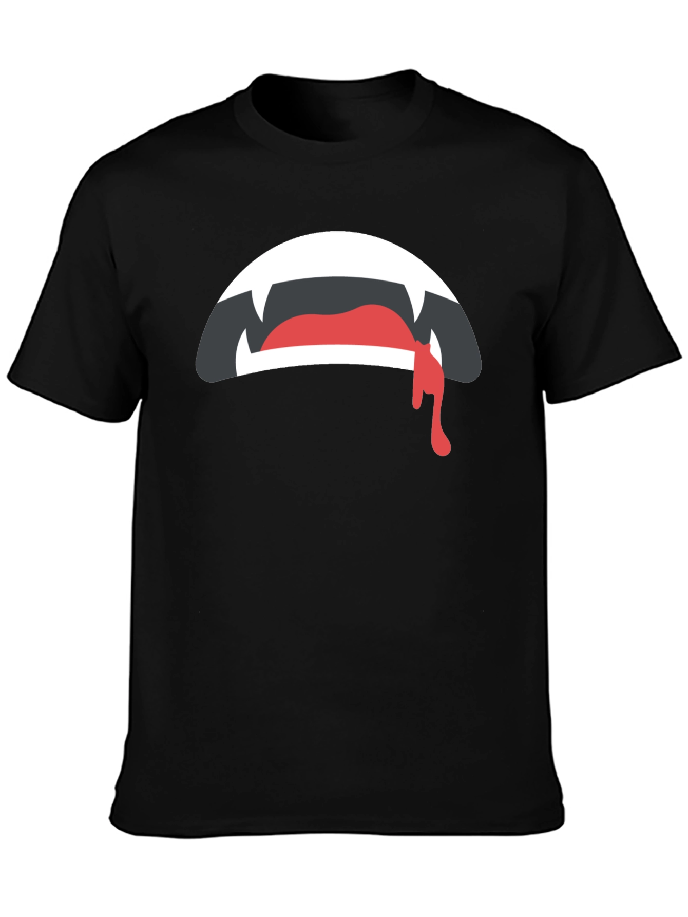 Vampire Mouth Graphic Tee - Black Cotton T-Shirt