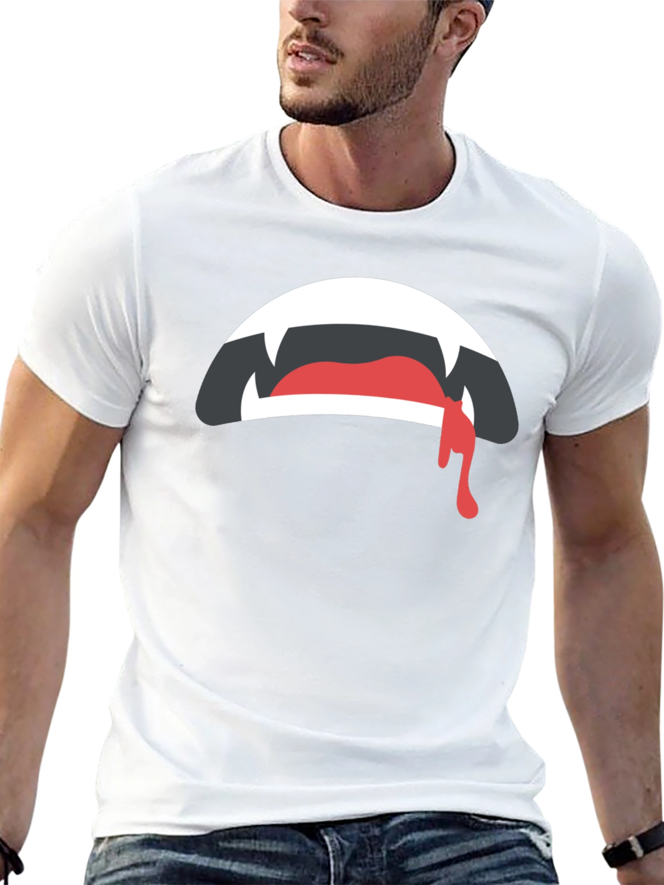 Vampire Mouth Graphic Tee - Black Cotton T-Shirt