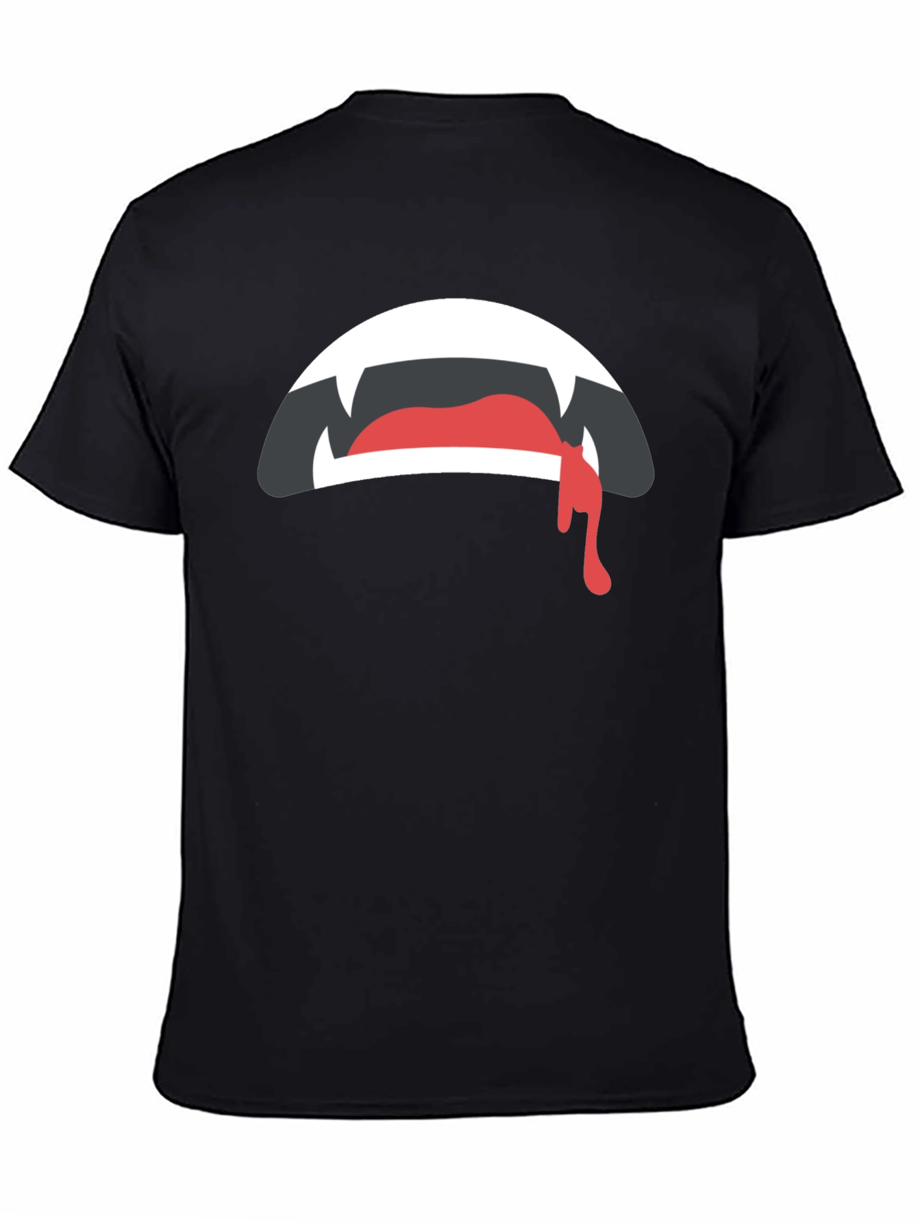 Vampire Mouth Graphic Tee - Black Cotton T-Shirt
