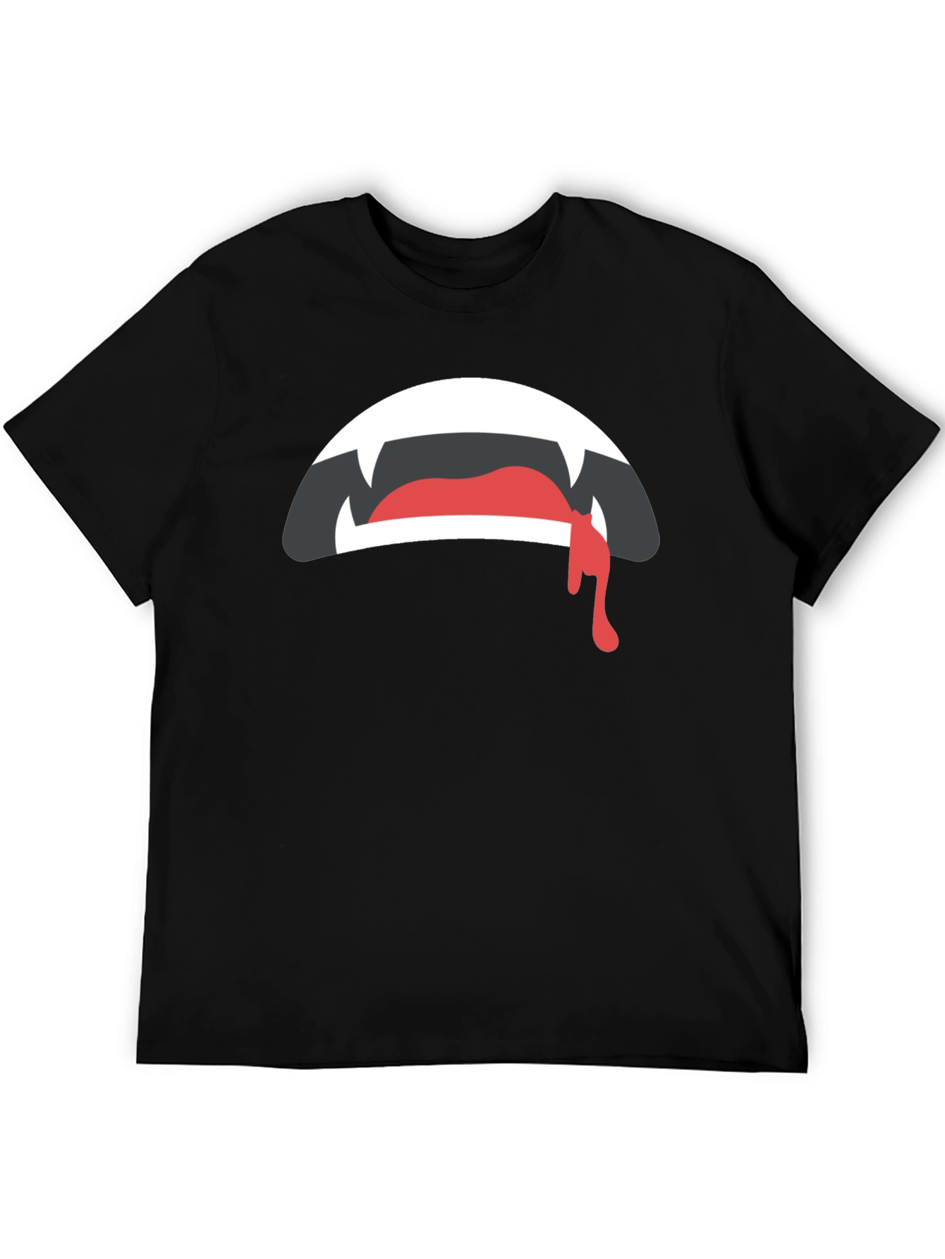 Vampire Mouth Graphic Tee - Black Cotton T-Shirt