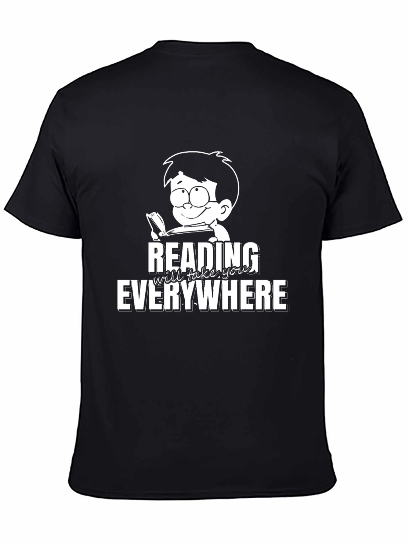 Reading Everywhere Graphic Tee - Black Cotton T-Shirt