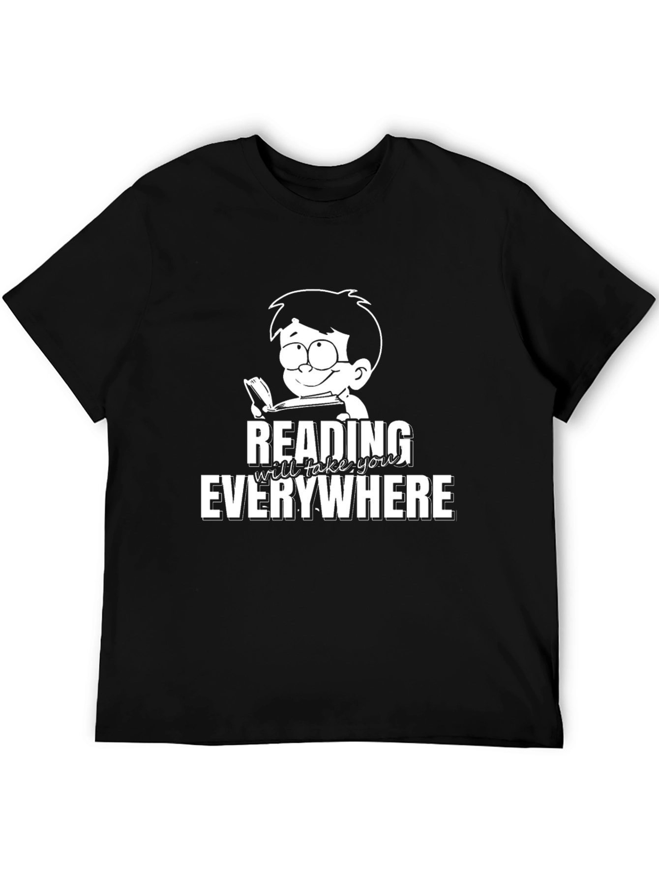 Reading Everywhere Graphic Tee - Black Cotton T-Shirt