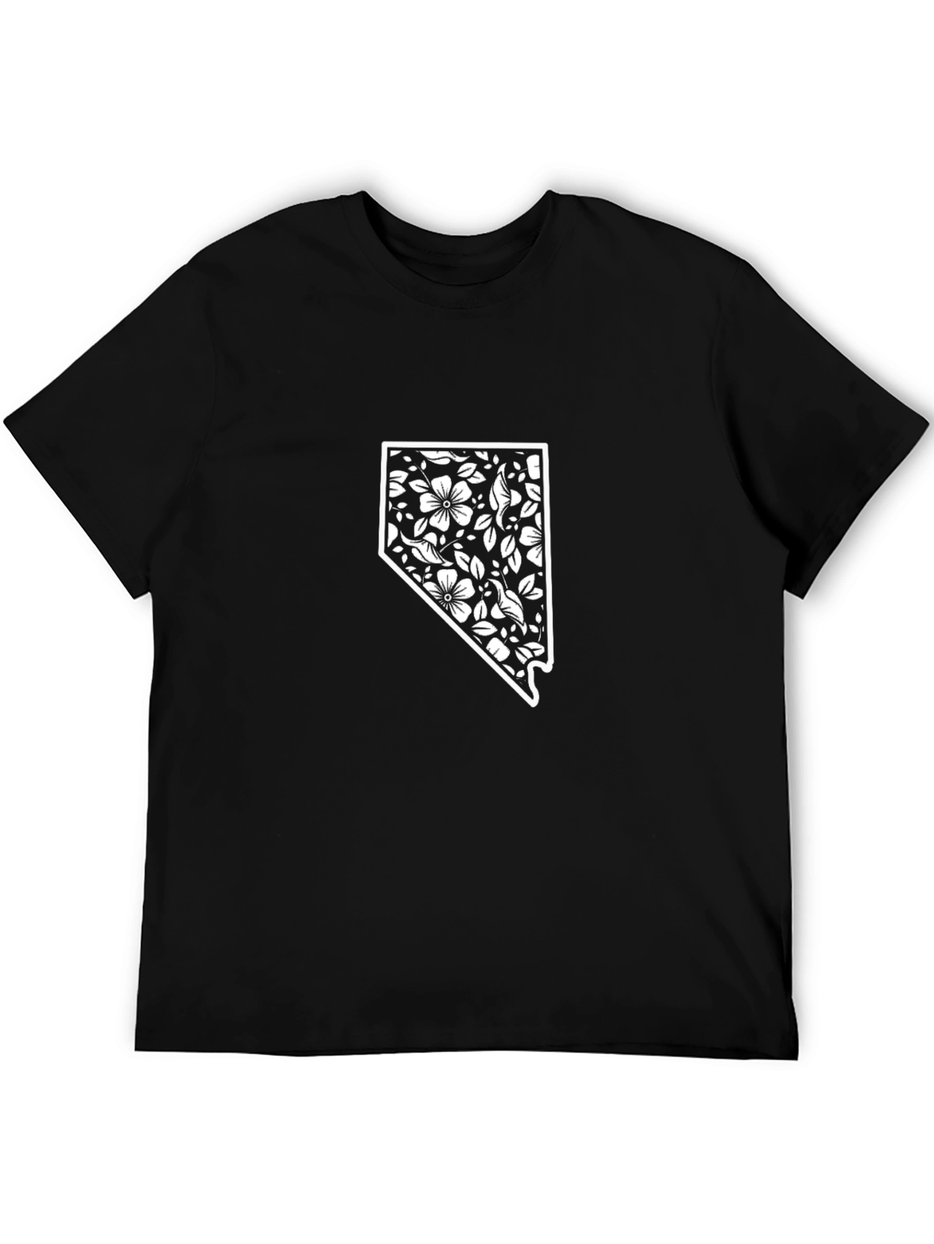 Floral Nevada State Black T-Shirt