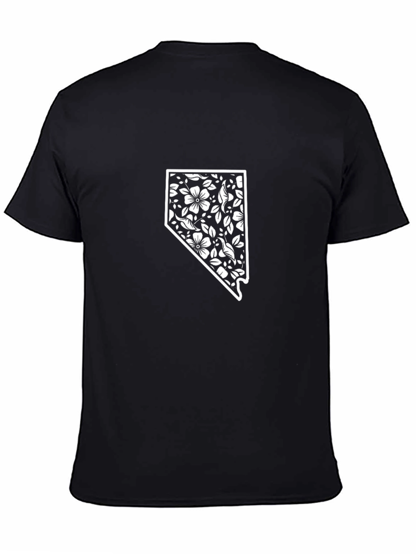 Floral Nevada State Black T-Shirt