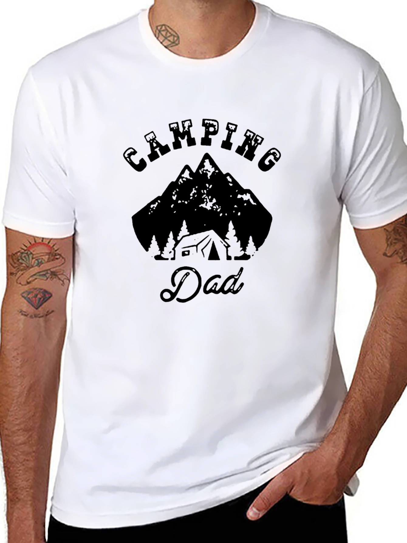Camping Dad Black Graphic T-Shirt