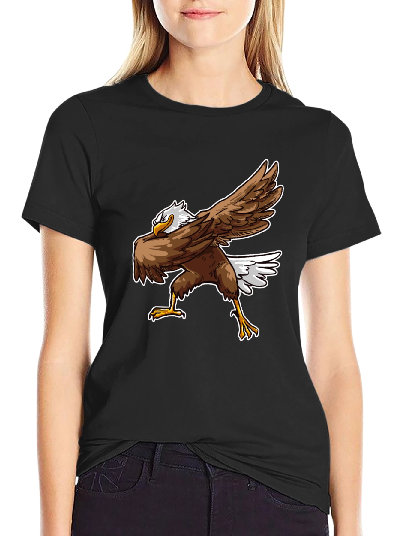 Dabbing Eagle Graphic T-Shirt - Black
