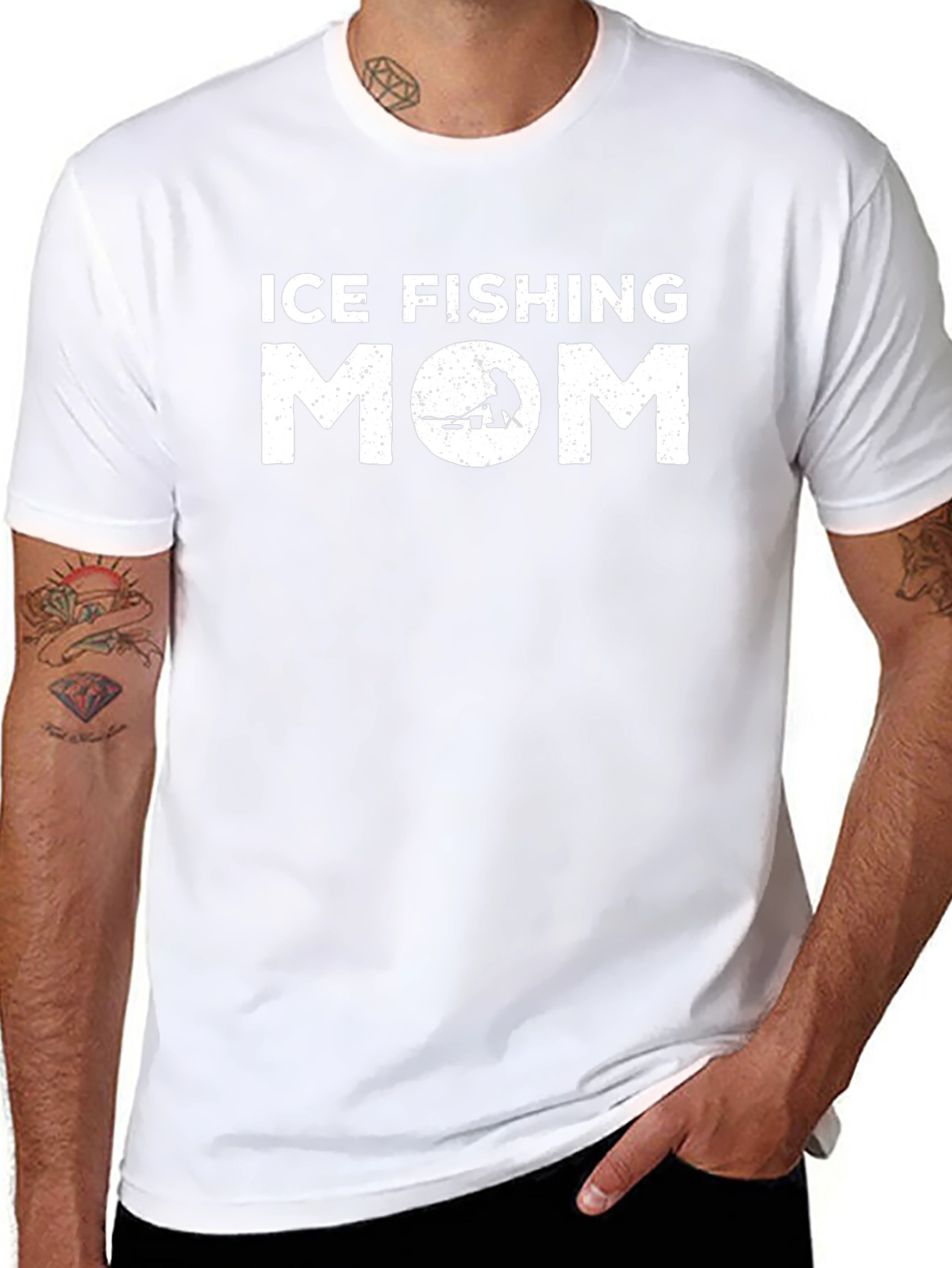 Ice Fishing Mom T-Shirt - Black Graphic Tee