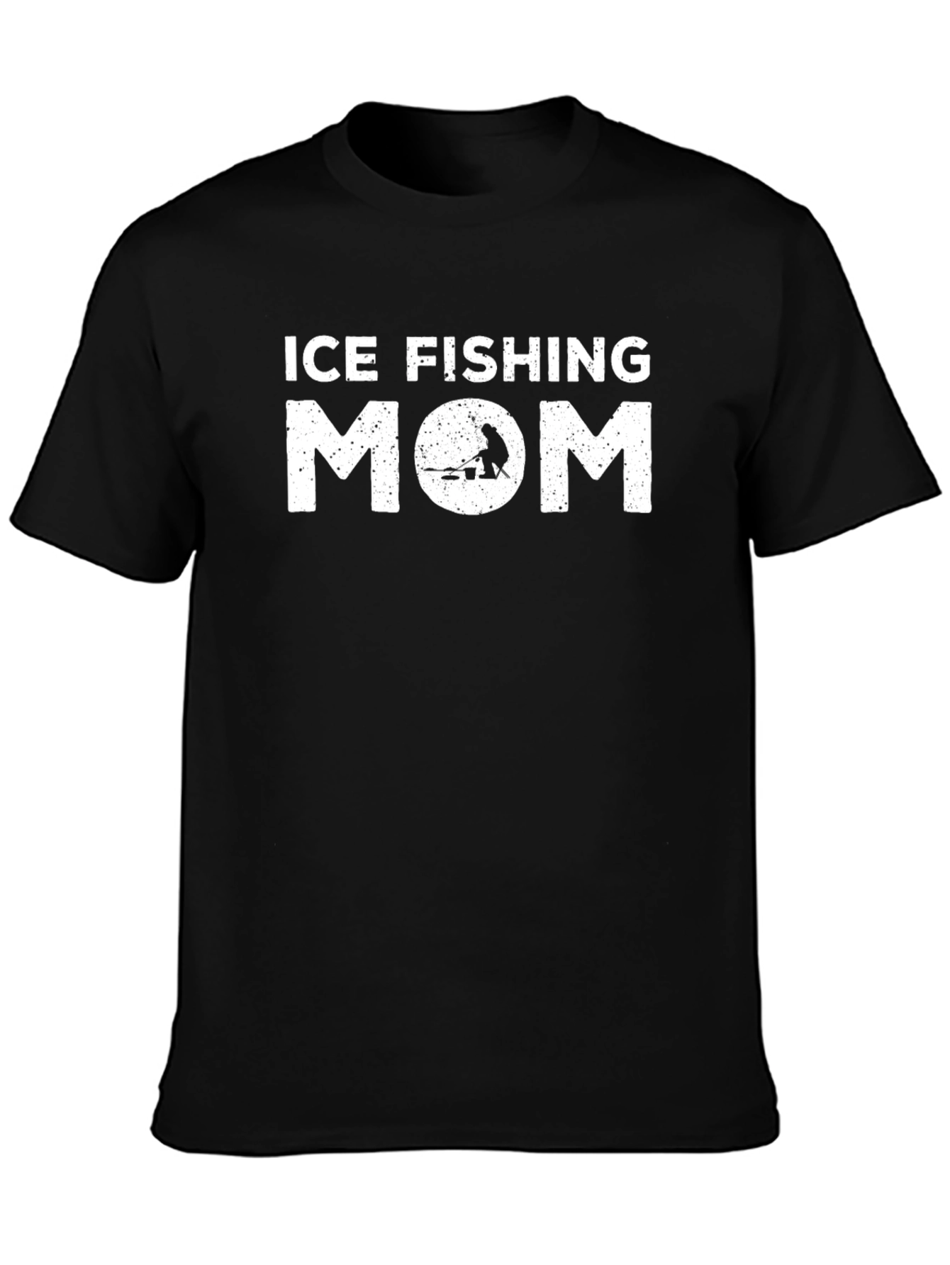 Ice Fishing Mom T-Shirt - Black Graphic Tee