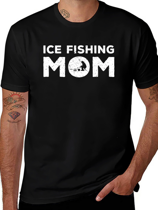 Ice Fishing Mom T-Shirt - Black Graphic Tee