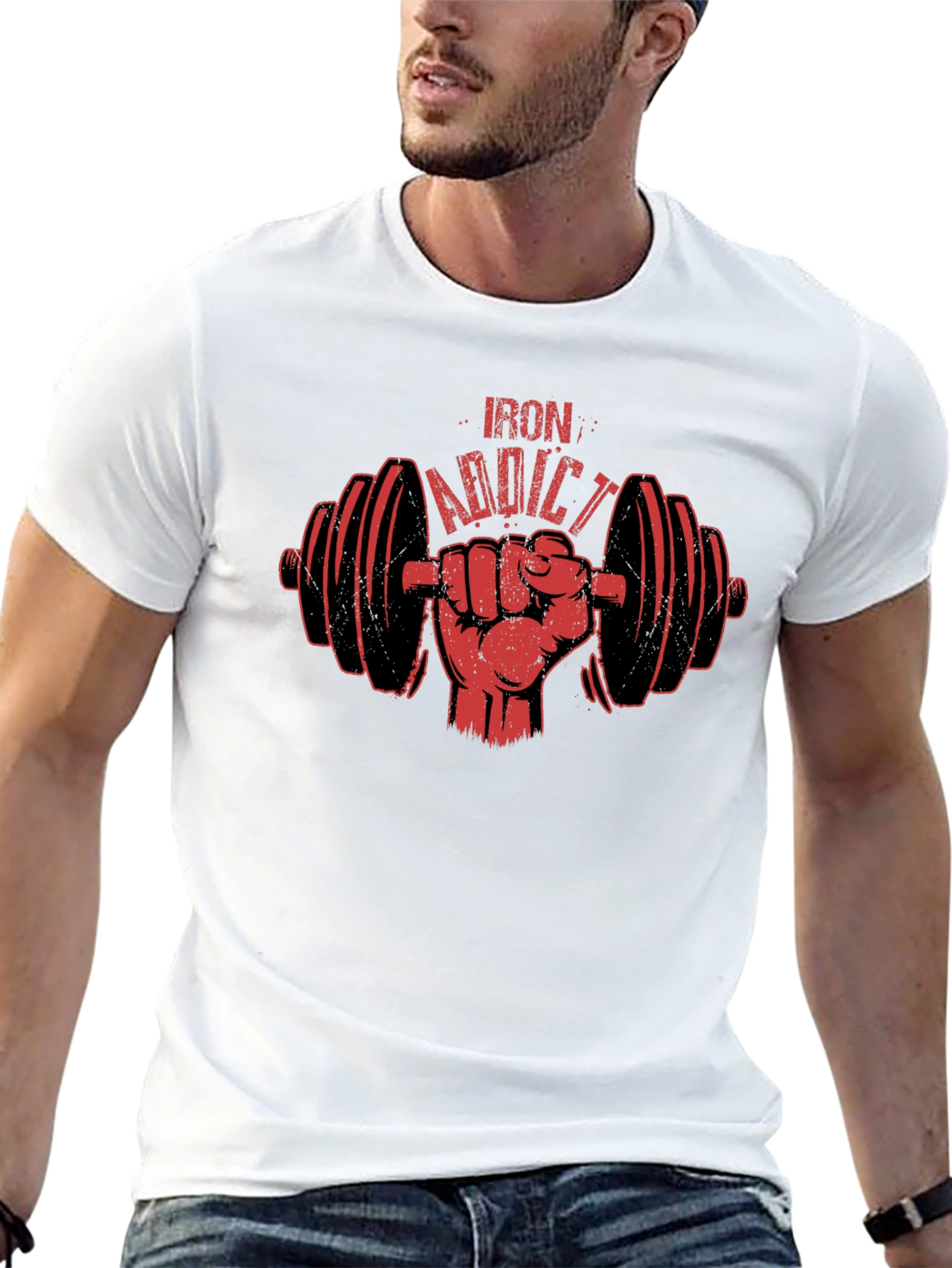 Iron Addict T-Shirt Gym Workout Fitness