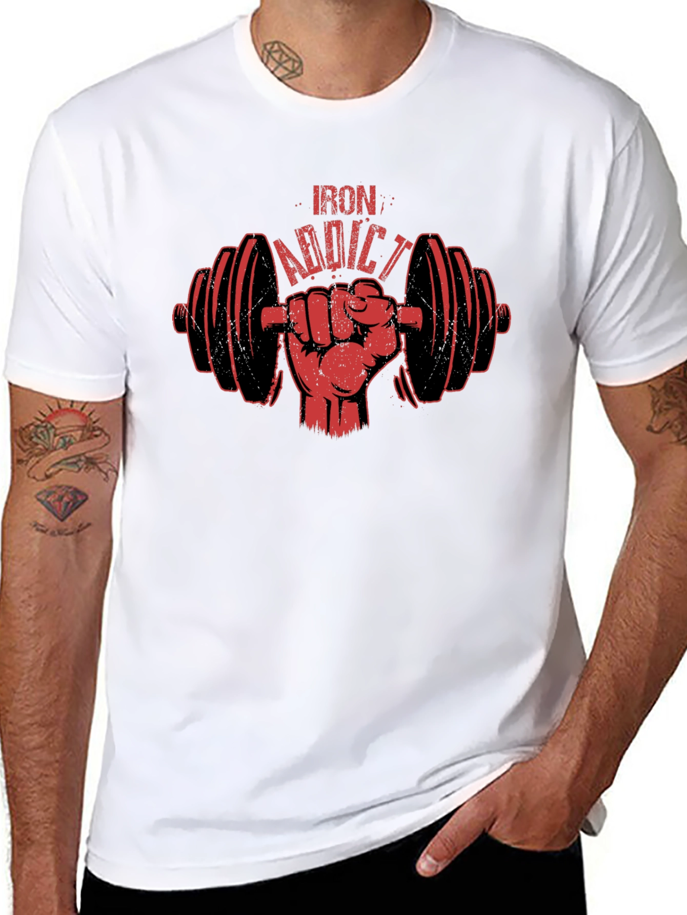 Iron Addict T-Shirt Gym Workout Fitness