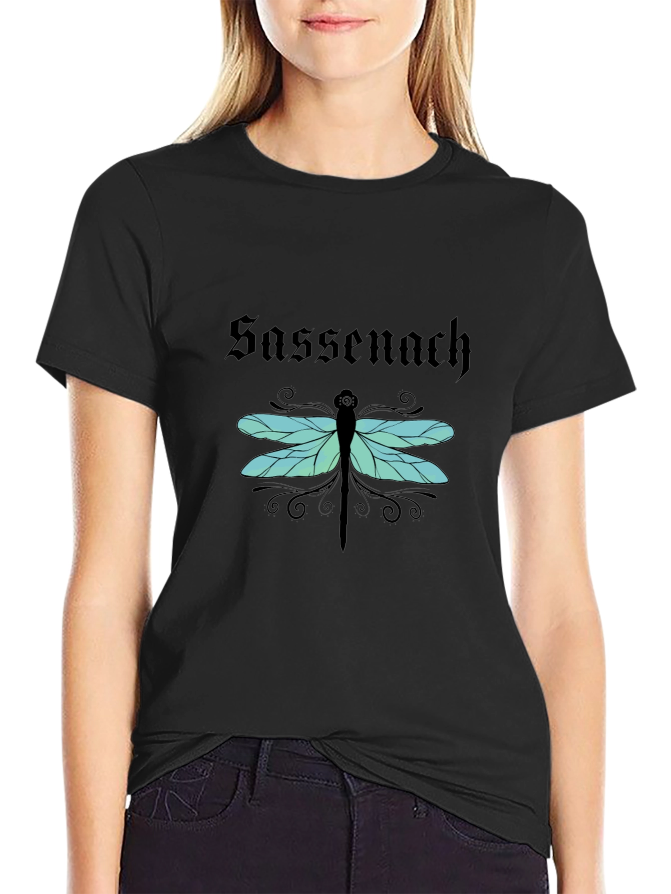 Sassenach Dragonfly Graphic Tee - Soft Black Cotton Shirt