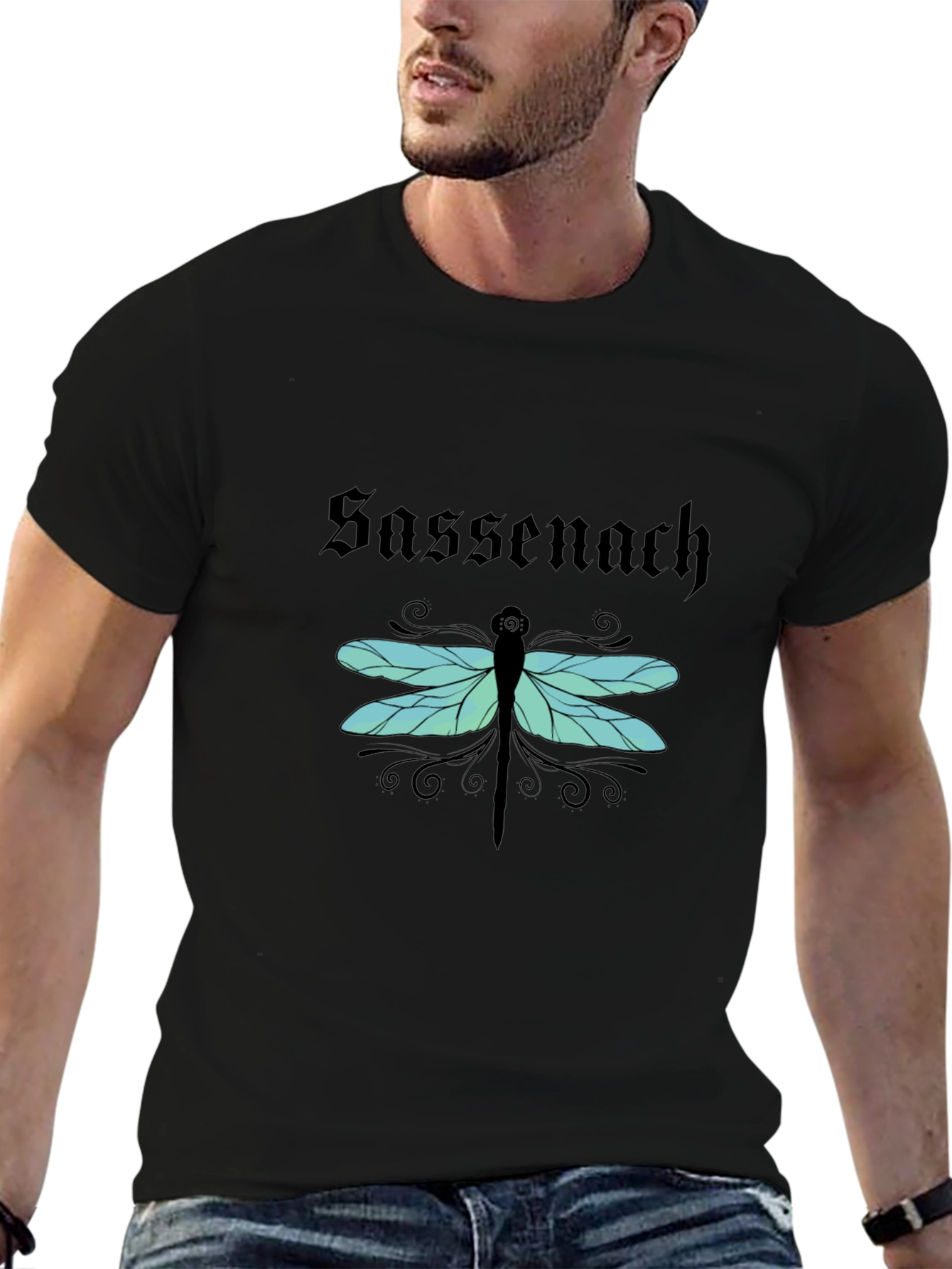 Sassenach Dragonfly Graphic Tee - Soft Black Cotton Shirt