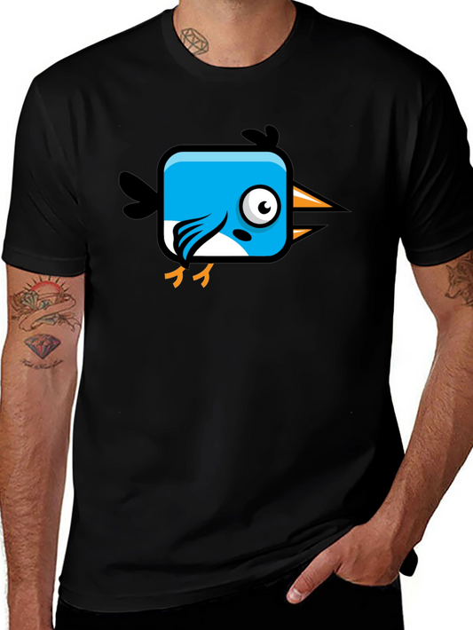 Cartoon Bird Graphic Black T-Shirt