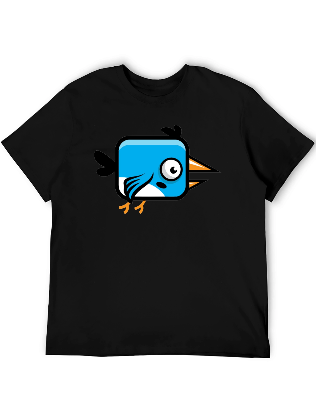 Cartoon Bird Graphic Black T-Shirt