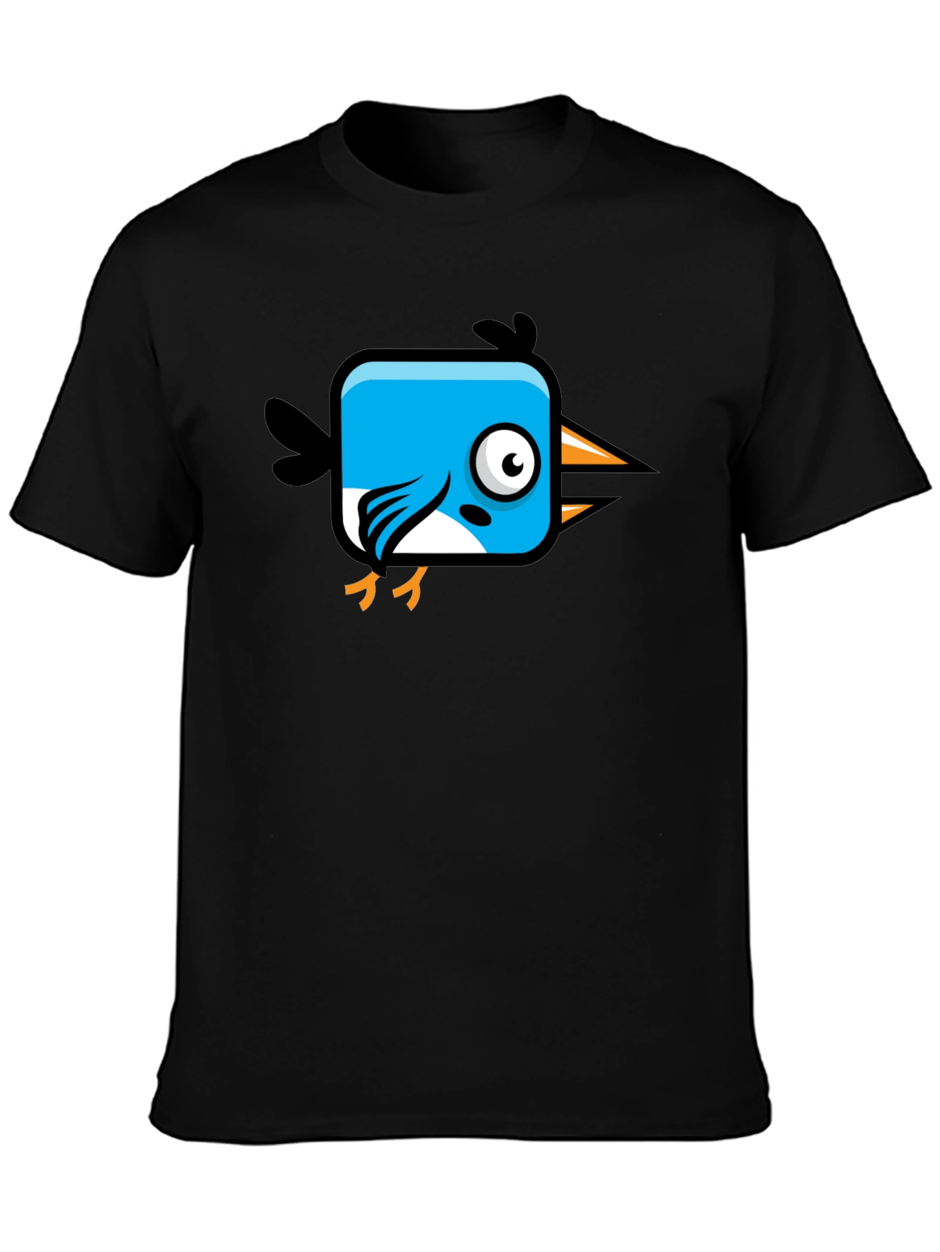 Cartoon Bird Graphic Black T-Shirt