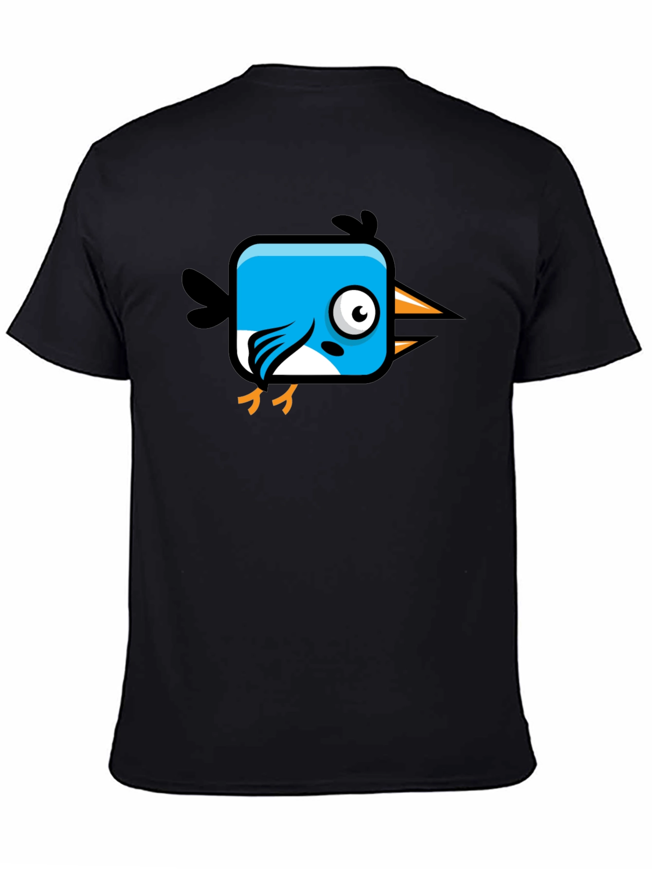 Cartoon Bird Graphic Black T-Shirt
