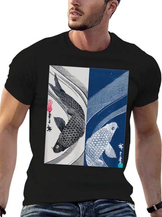 Yin Yang Koi Fish Graphic Tee - Black