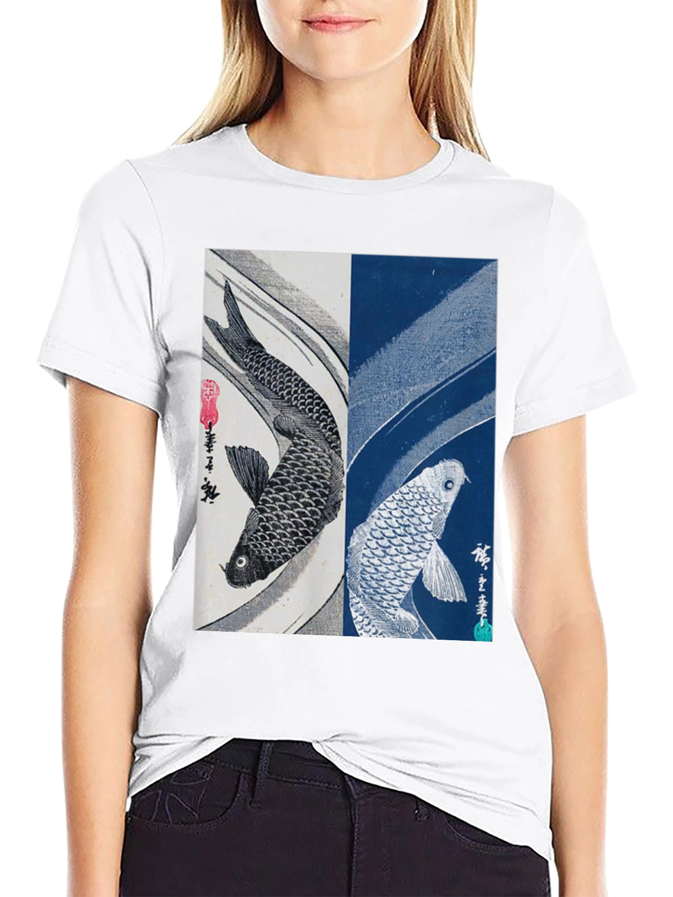 Yin Yang Koi Fish Graphic Tee - Black