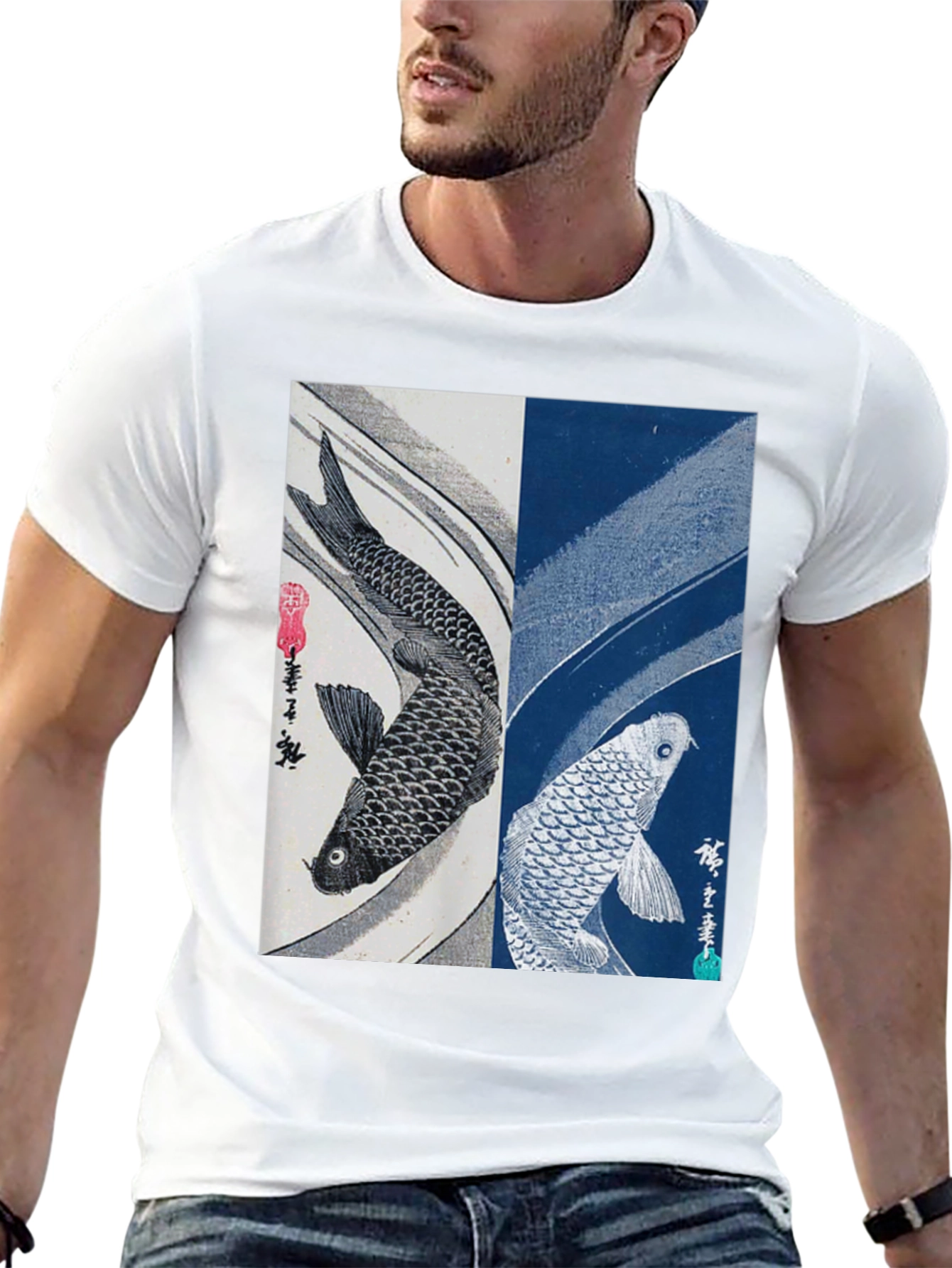 Yin Yang Koi Fish Graphic Tee - Black