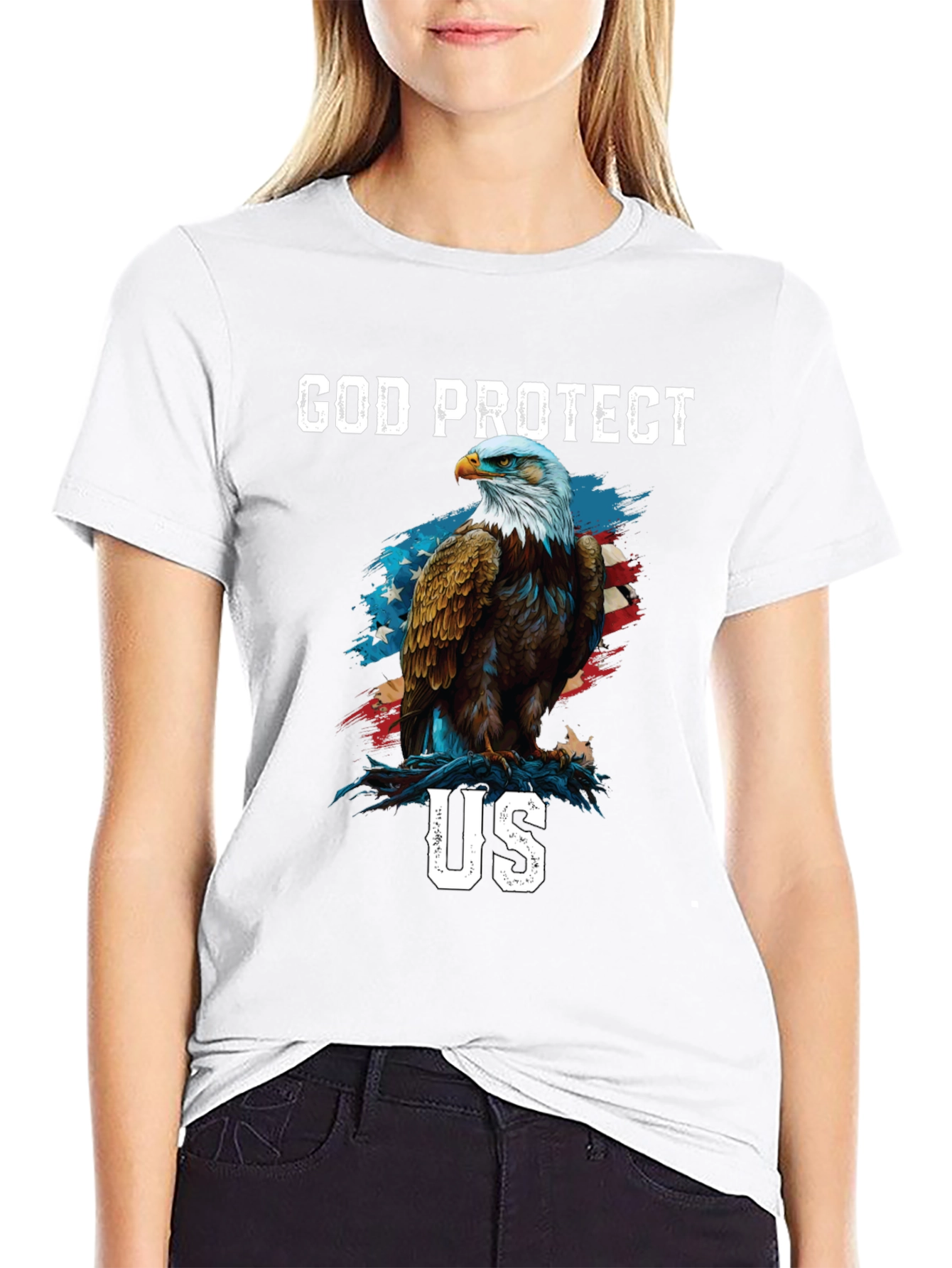God Protect Us Eagle Graphic T-Shirt