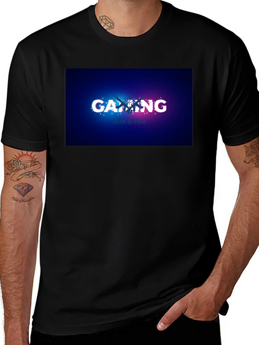 Gaming Aim & Fire Graphic T-Shirt - Black