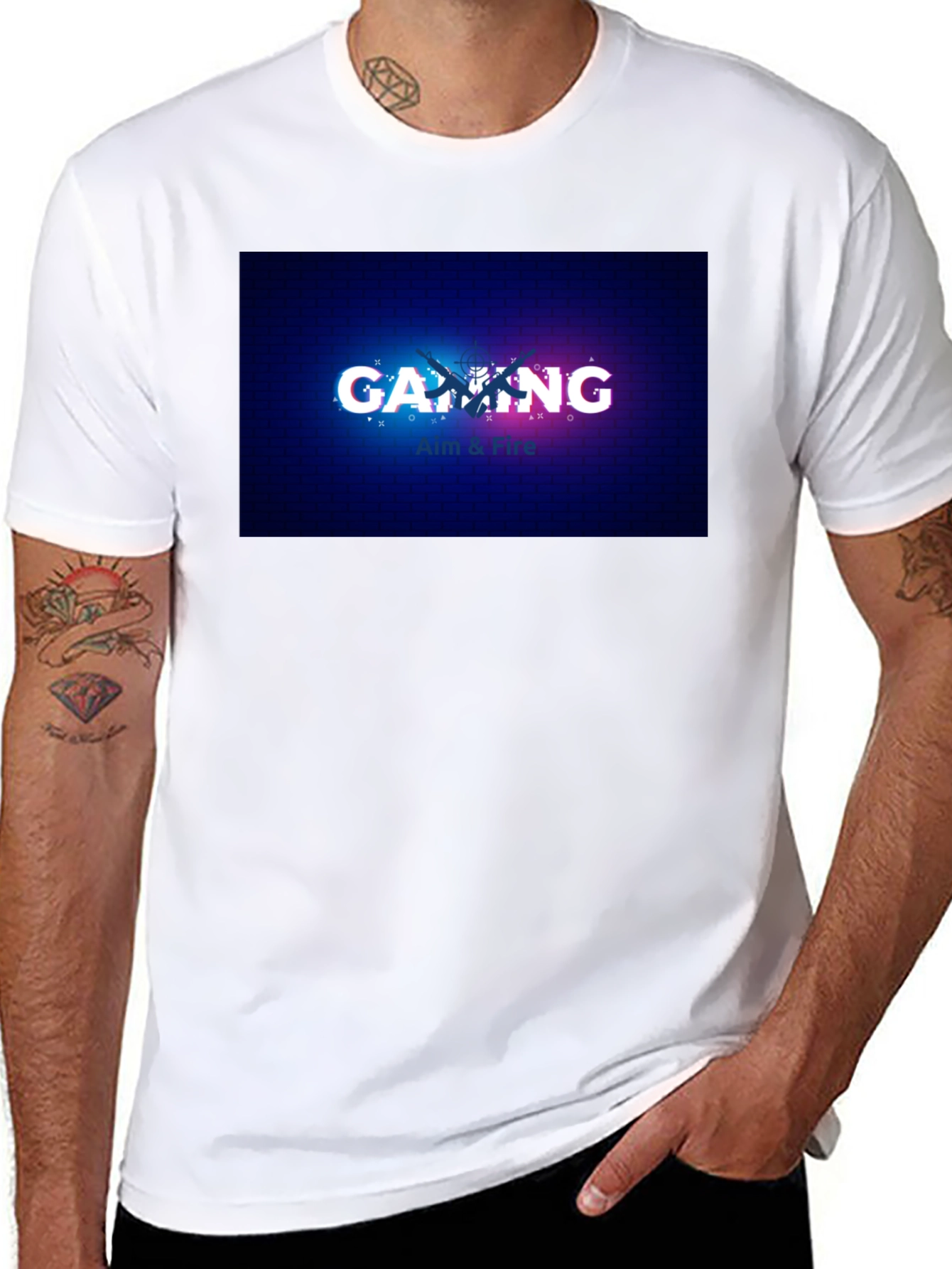 Gaming Aim & Fire Graphic T-Shirt - Black