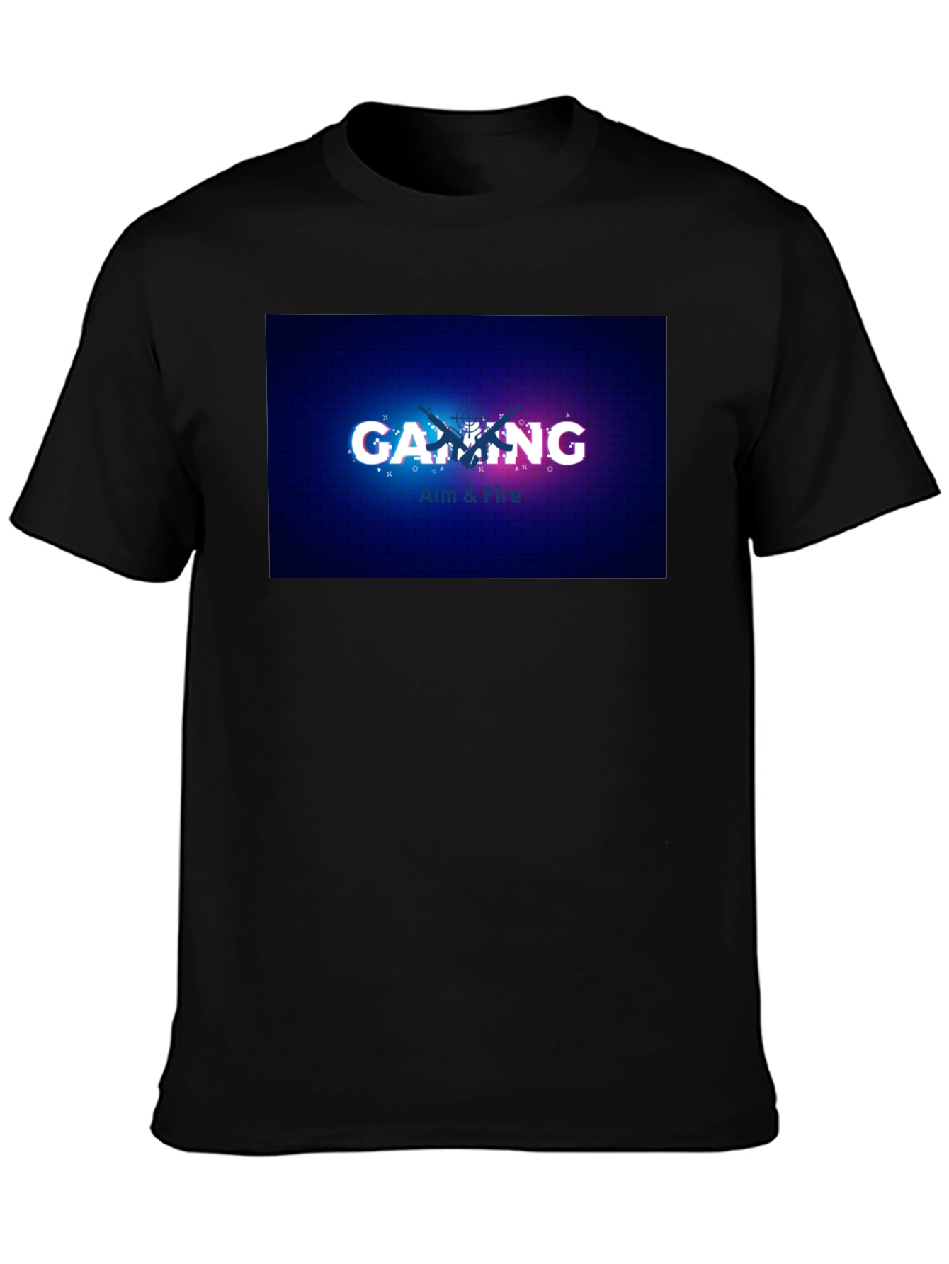 Gaming Aim & Fire Graphic T-Shirt - Black