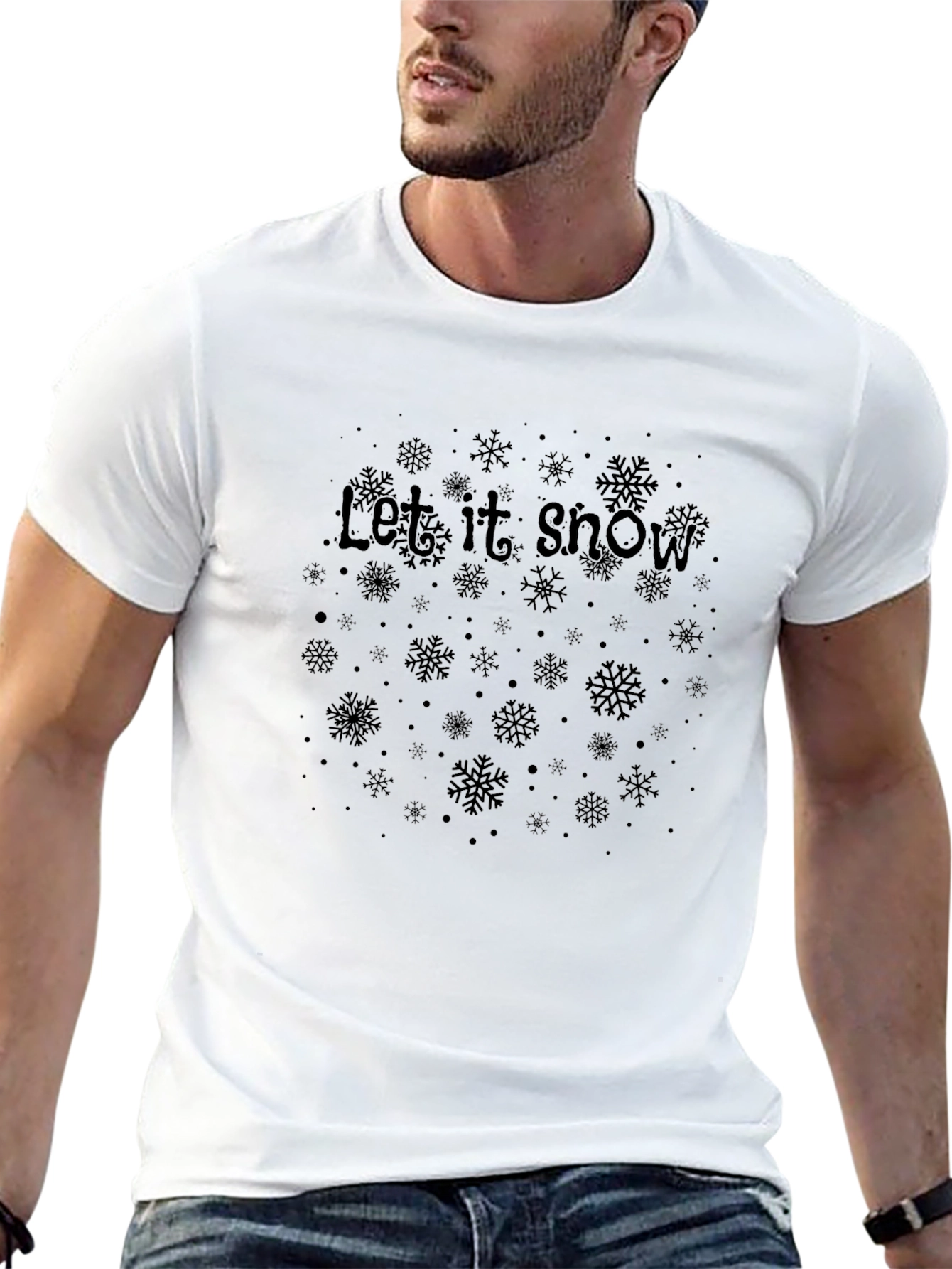 Let it Snow Festive Graphic Tee - Black