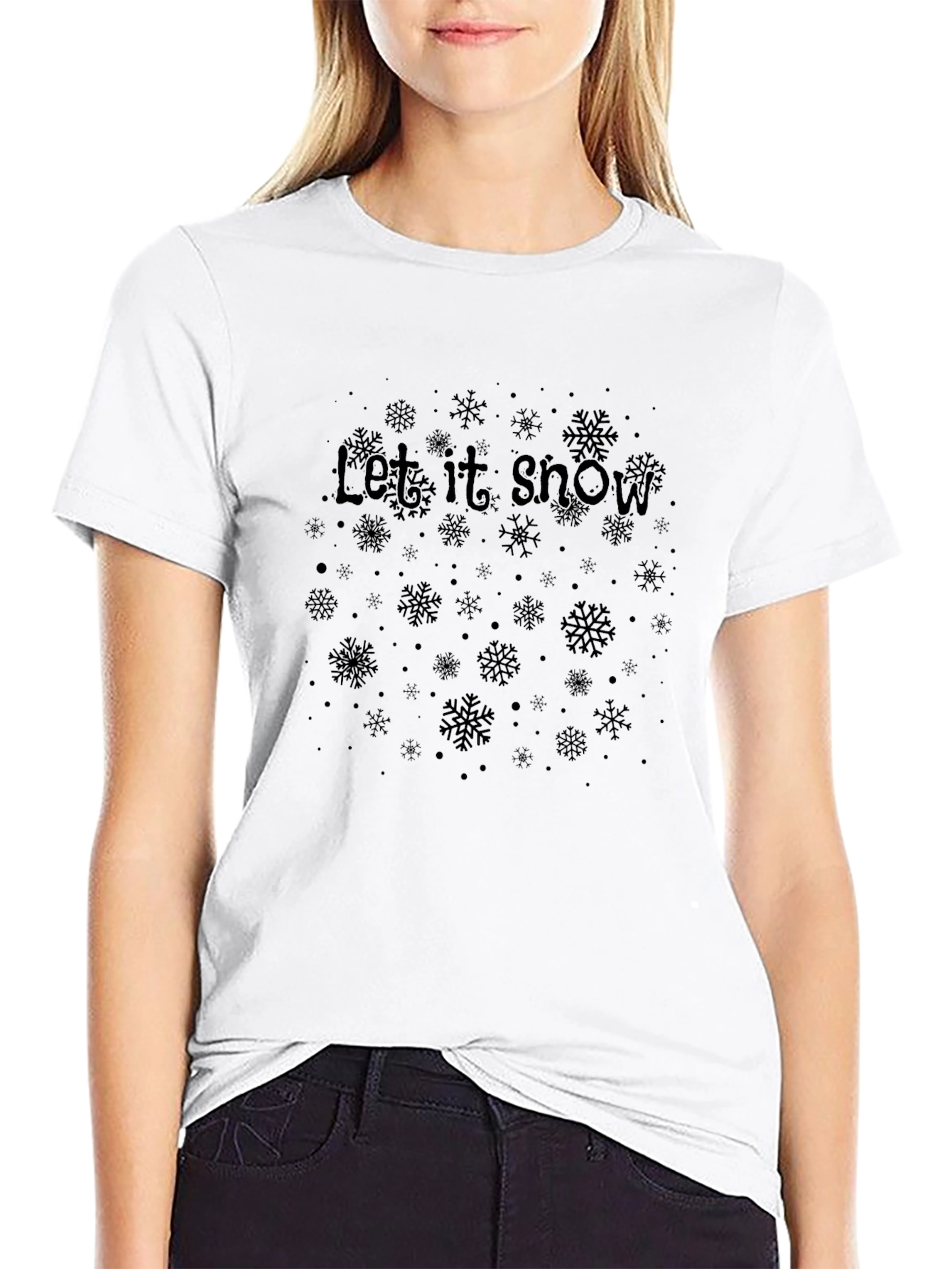Let it Snow Festive Graphic Tee - Black