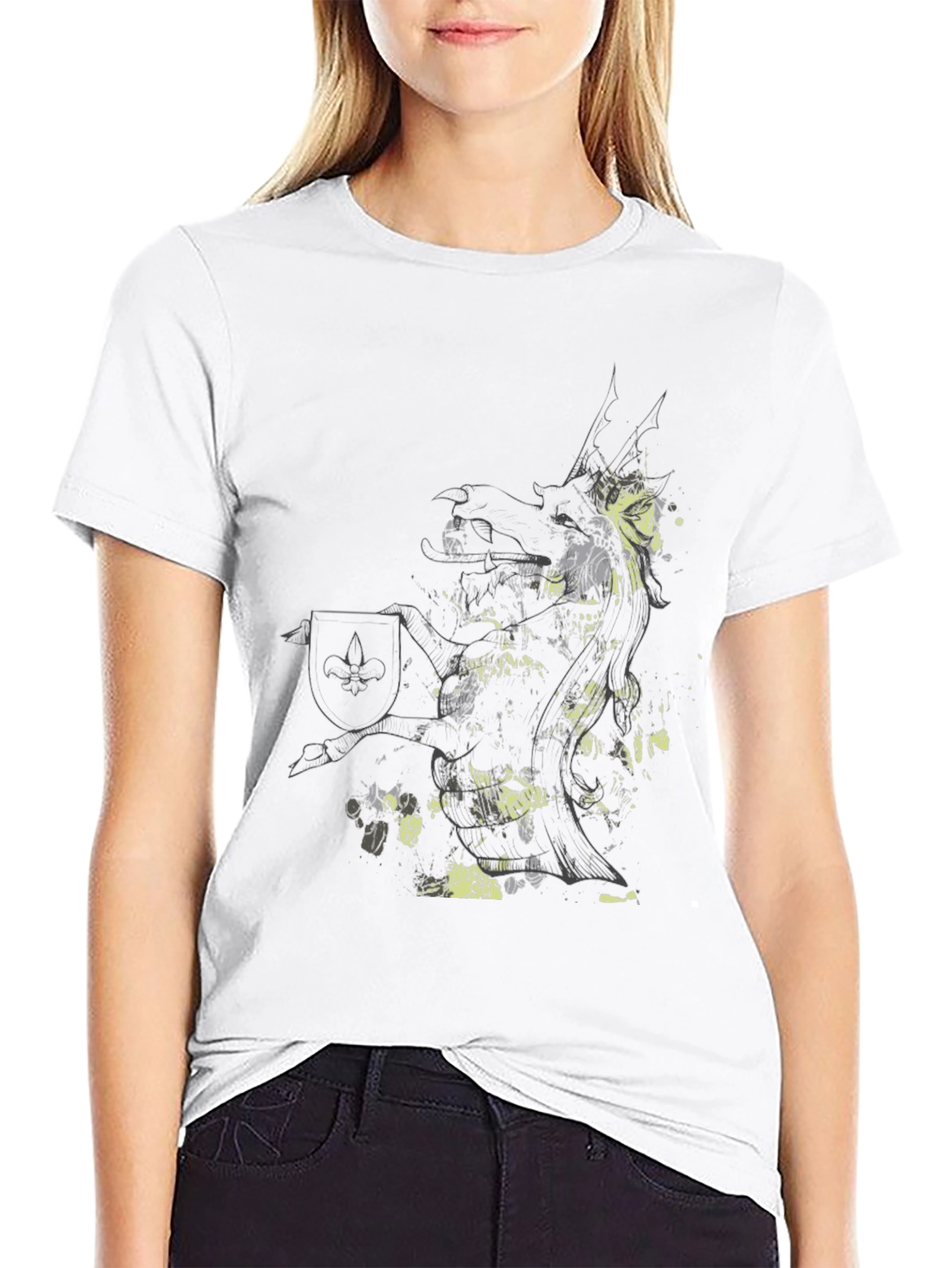 Abstract Knight Graphic Black T-Shirt