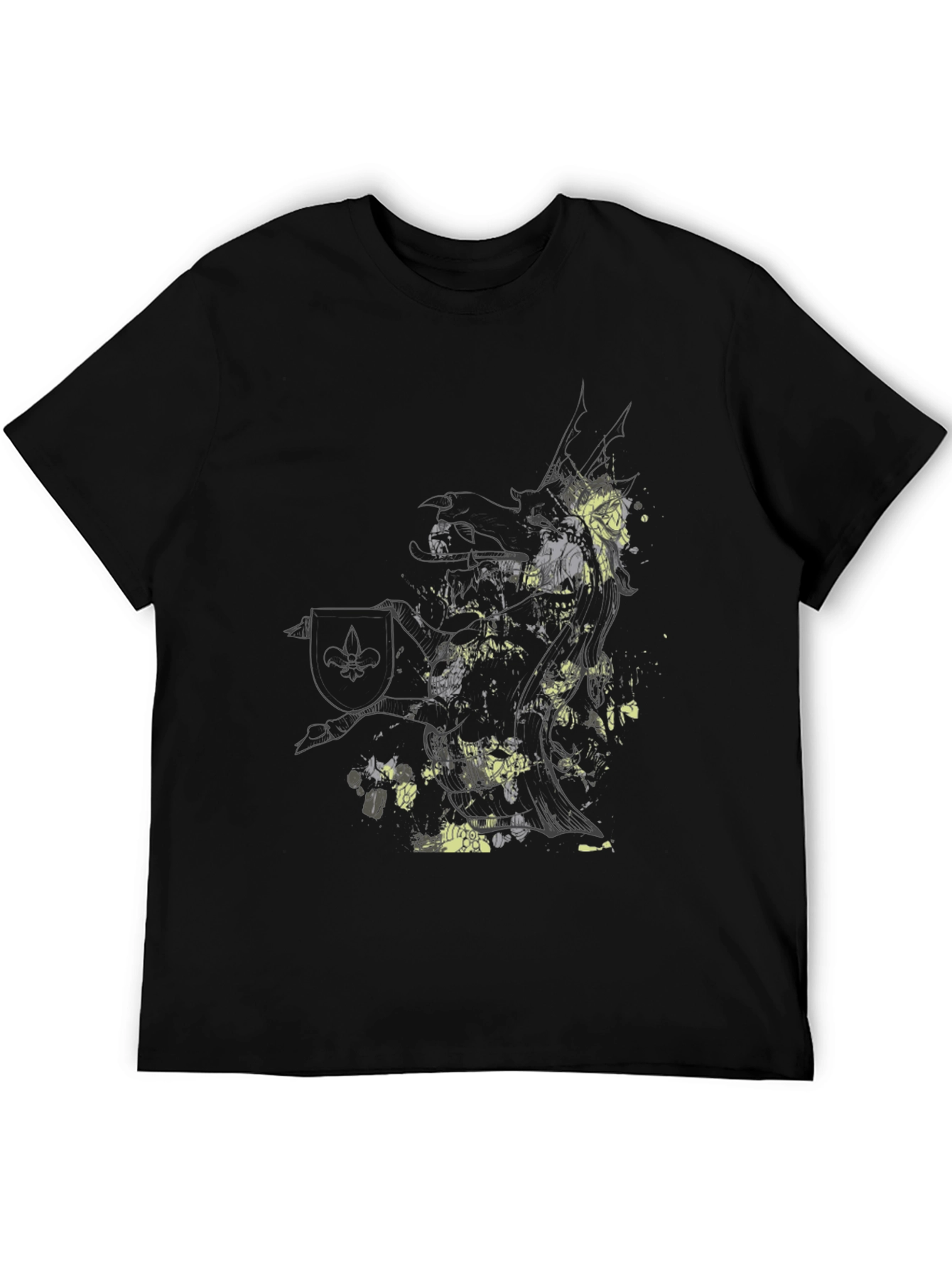Abstract Knight Graphic Black T-Shirt
