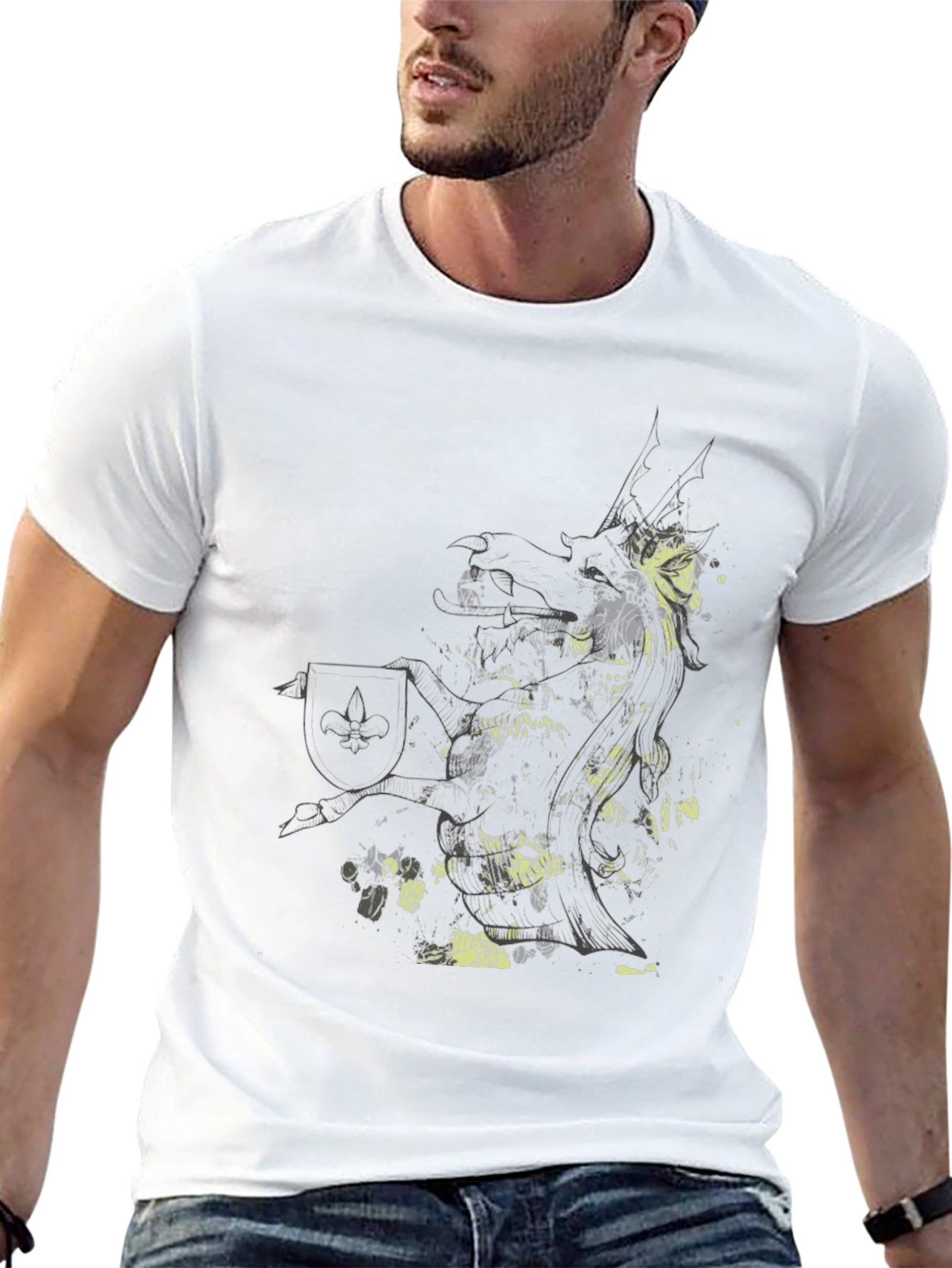 Abstract Knight Graphic Black T-Shirt