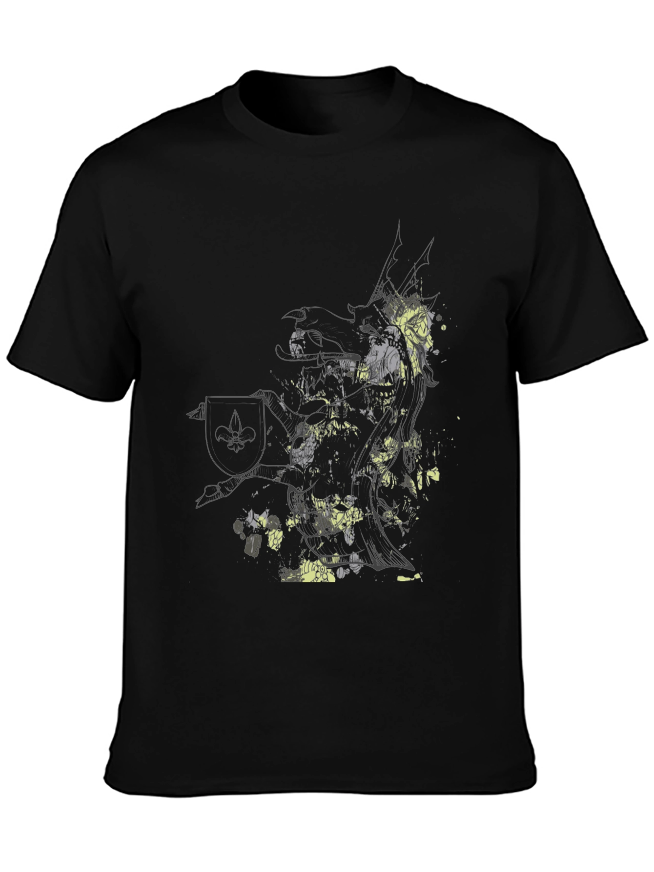 Abstract Knight Graphic Black T-Shirt