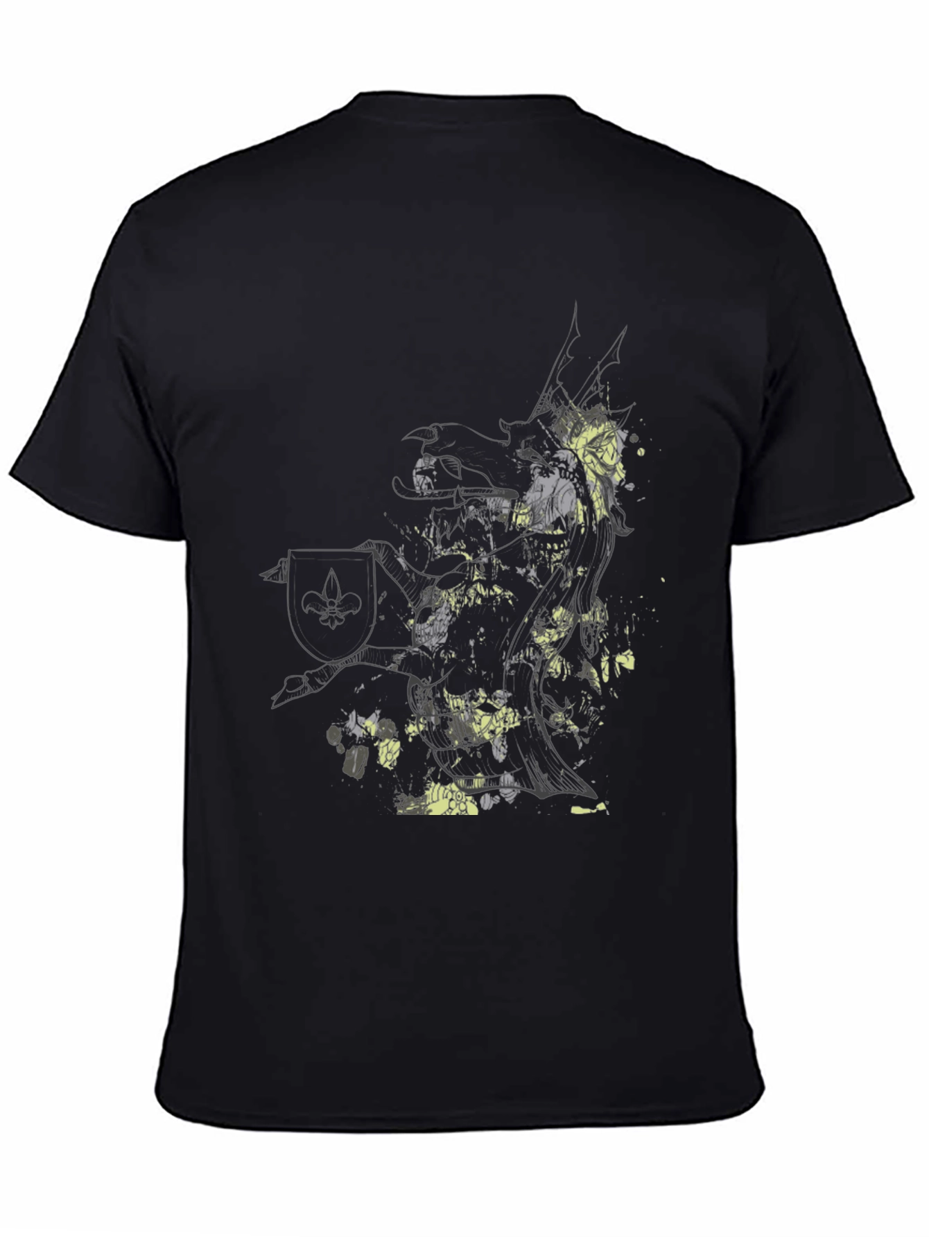 Abstract Knight Graphic Black T-Shirt