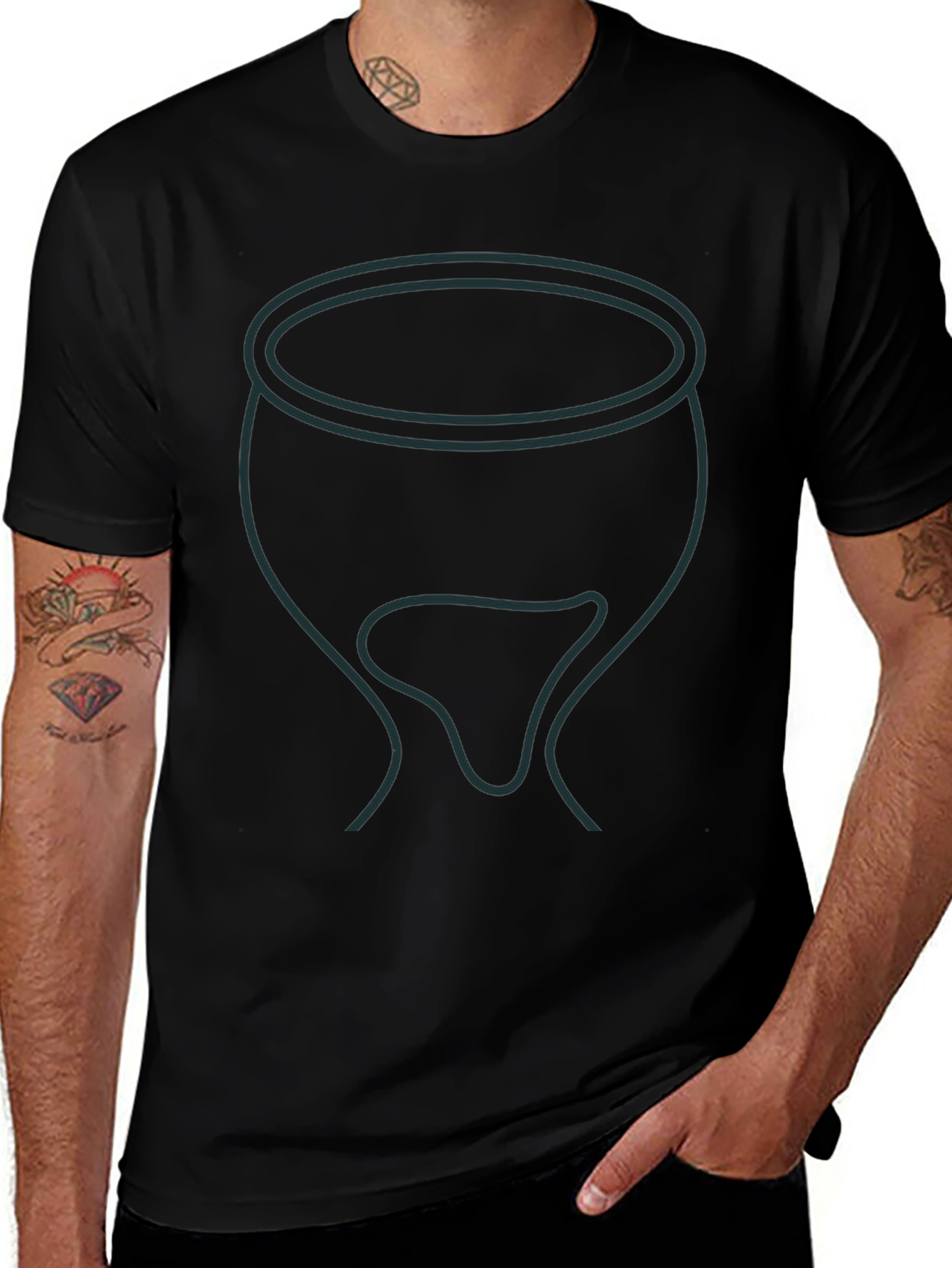 Mens Black T-Shirt with Cauldron Graphic