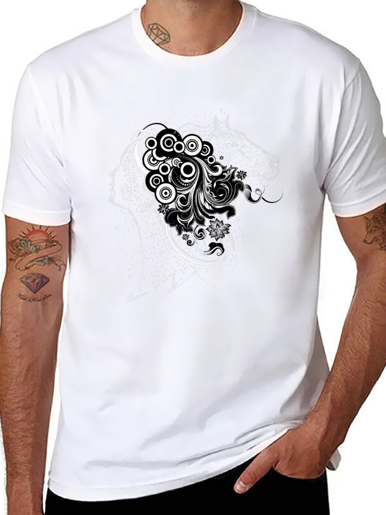 Wolf Spirit Graphic Tee - Black Cotton T-Shirt