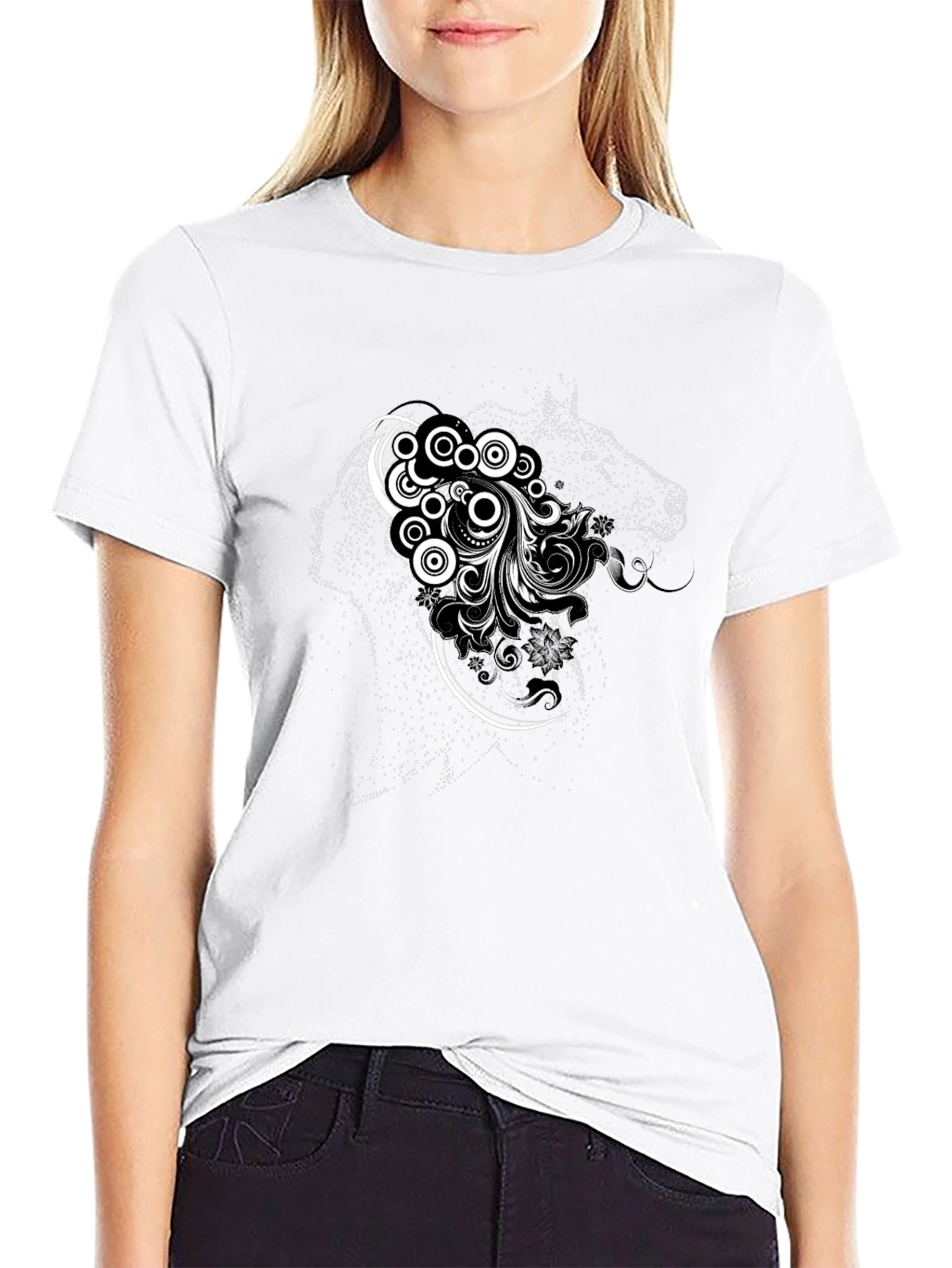 Wolf Spirit Graphic Tee - Black Cotton T-Shirt