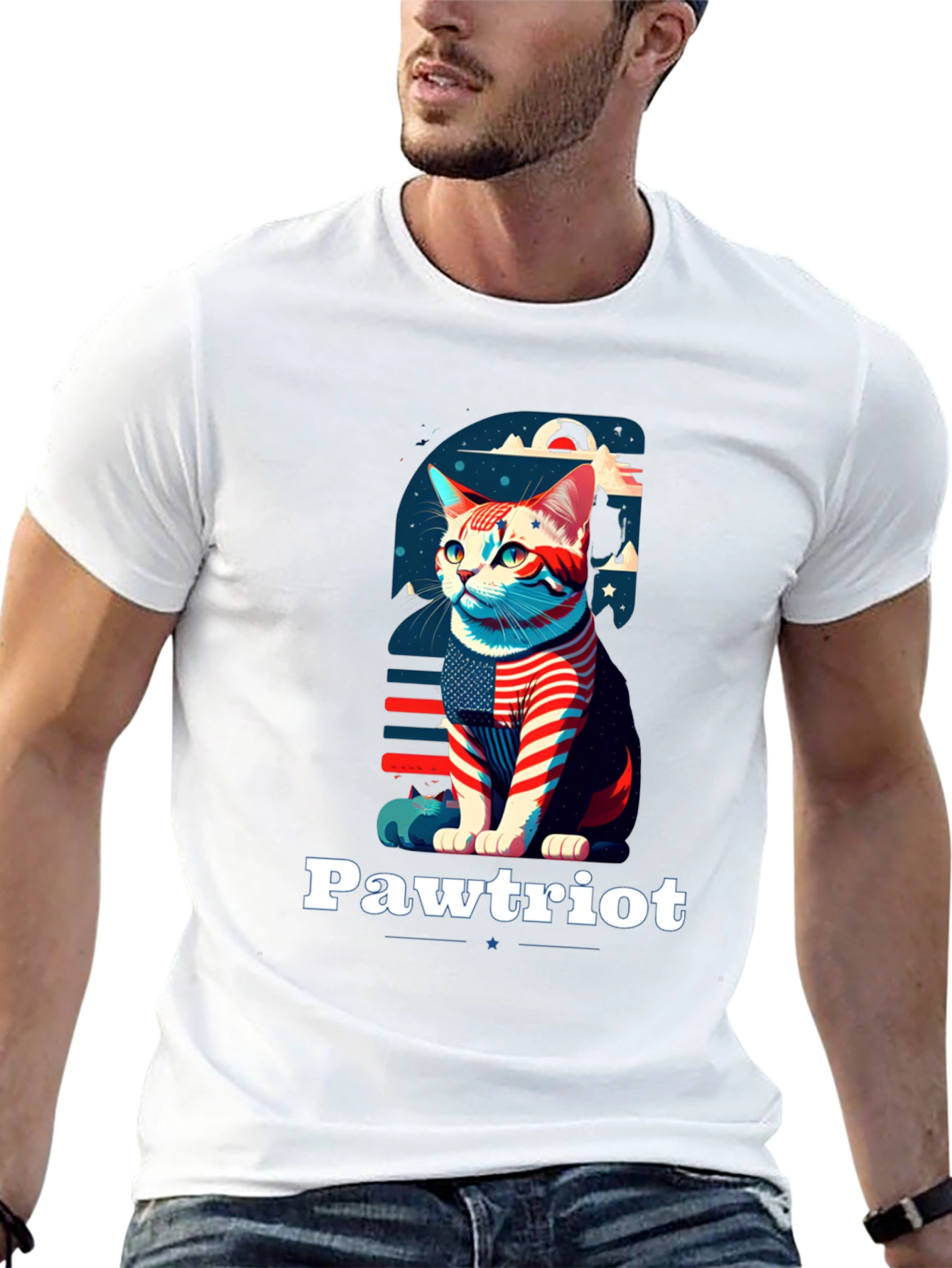 Pawtriot Cat T-Shirt - Patriotic Feline Tee