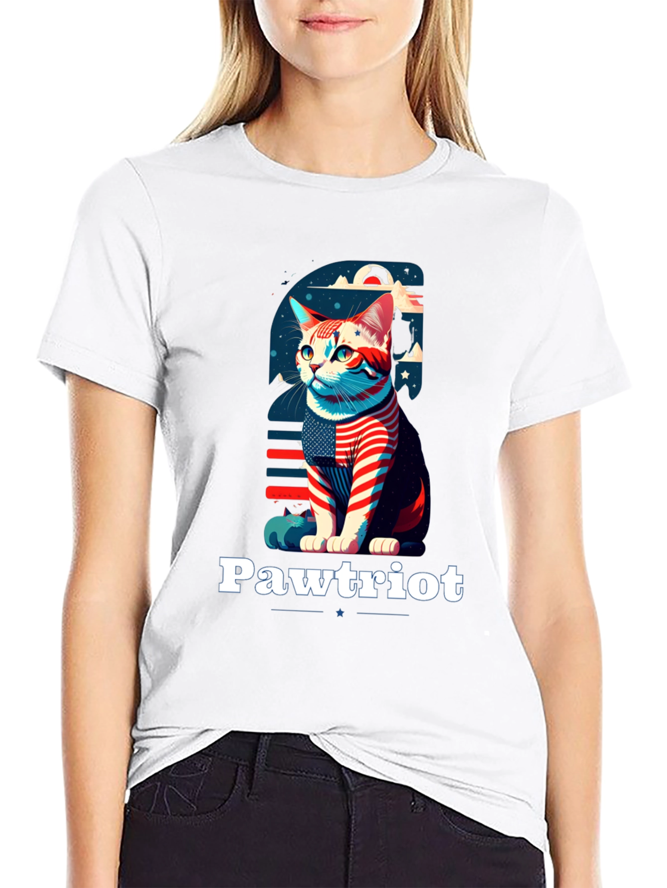 Pawtriot Cat T-Shirt - Patriotic Feline Tee