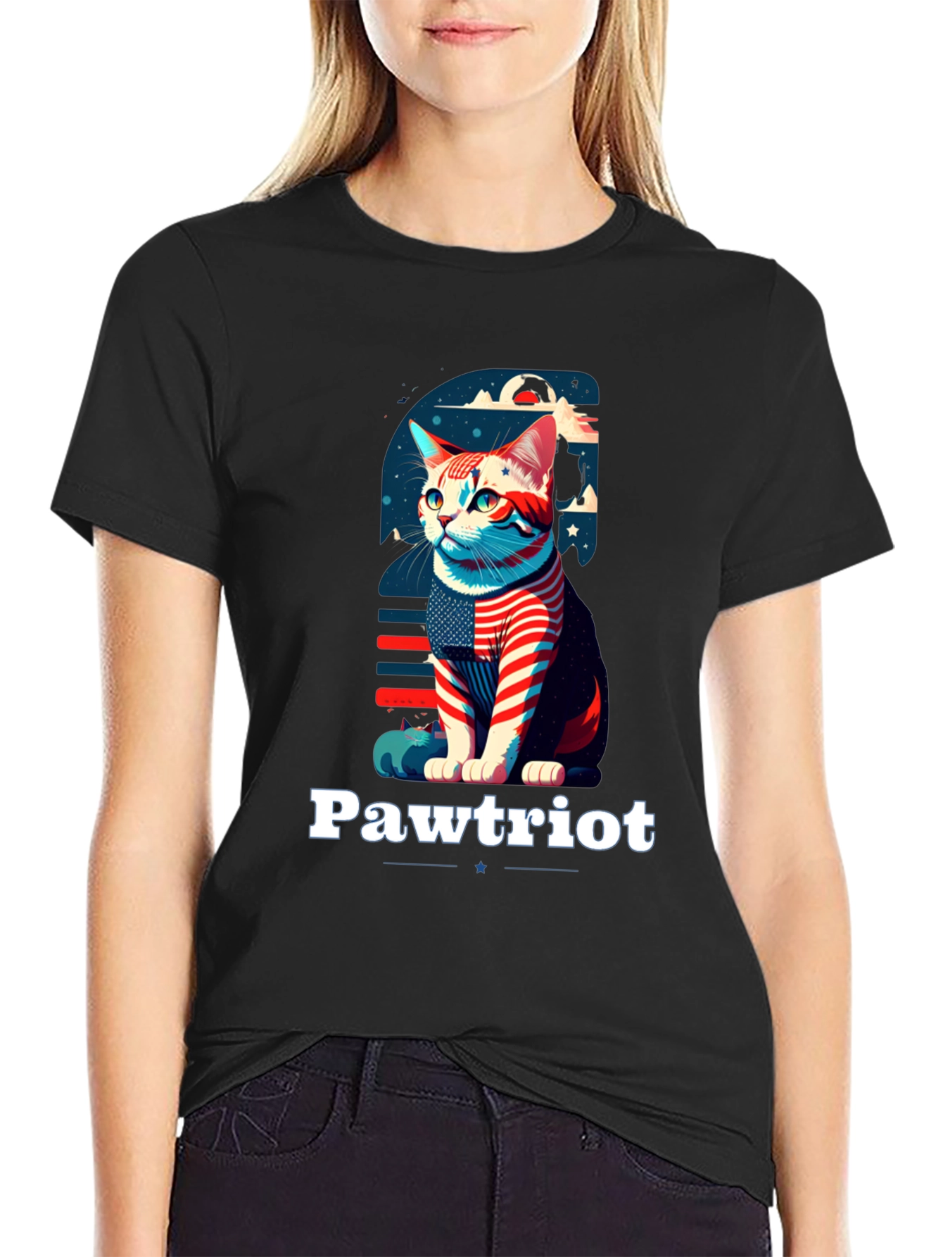 Pawtriot Cat T-Shirt - Patriotic Feline Tee