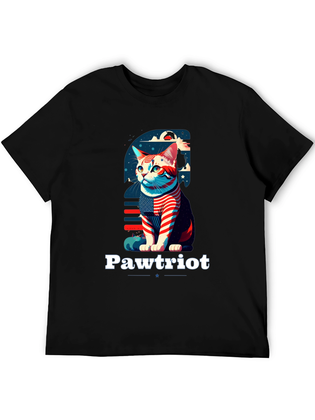 Pawtriot Cat T-Shirt - Patriotic Feline Tee