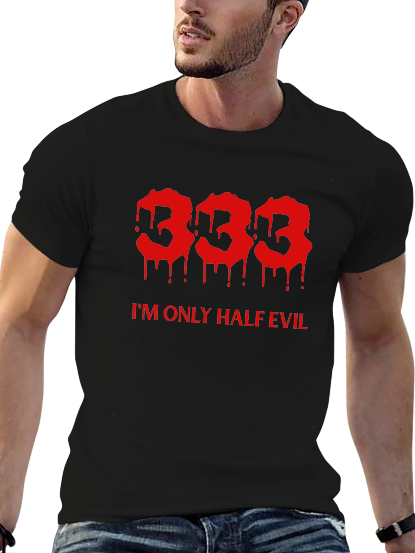 333 Half Evil Mens Black Tee