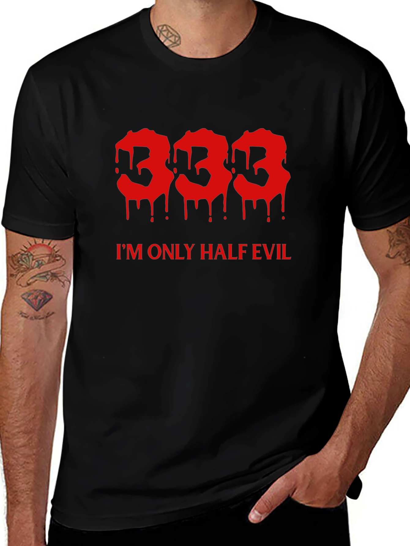 333 Half Evil Mens Black Tee
