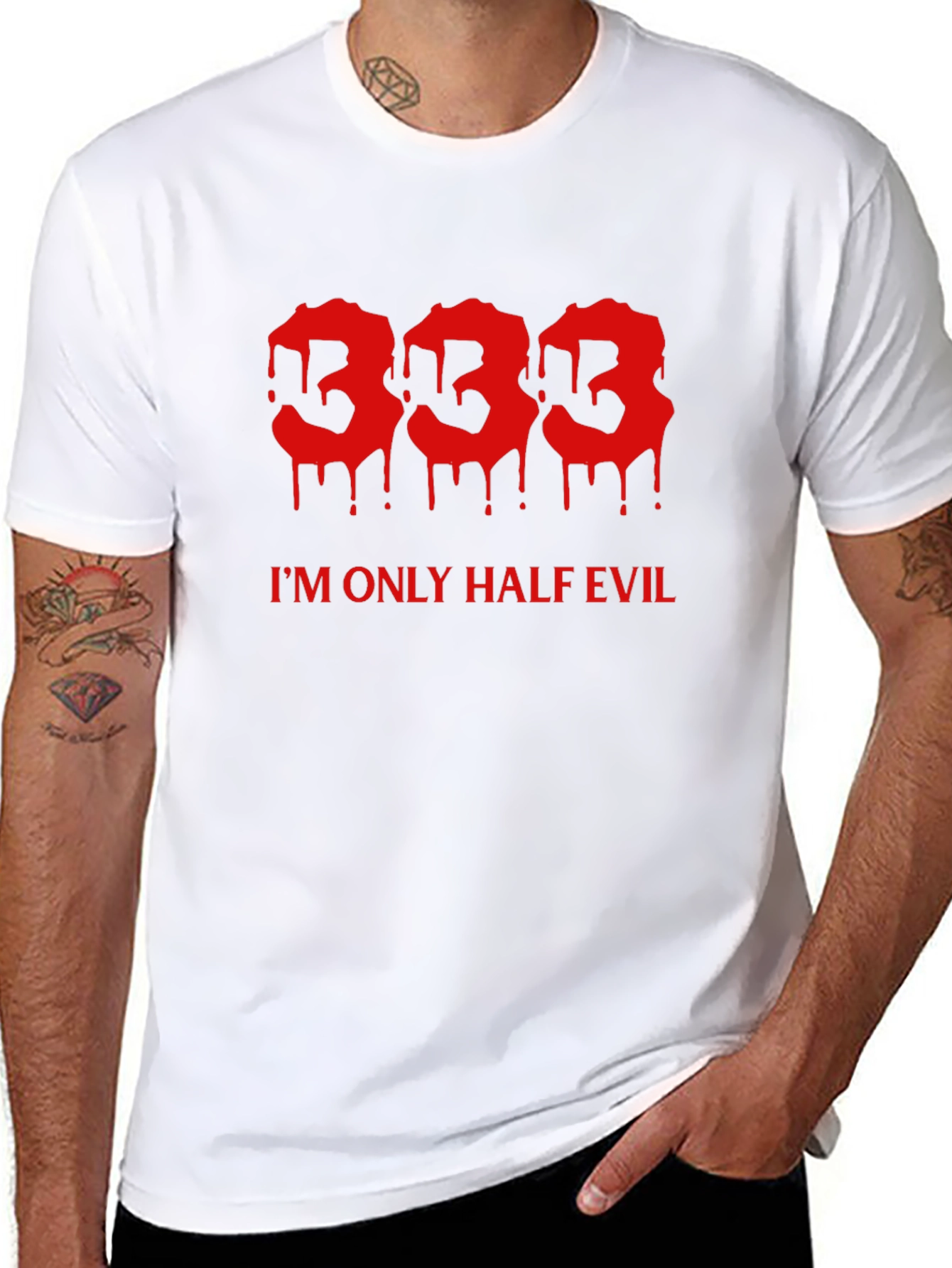 333 Half Evil Mens Black Tee