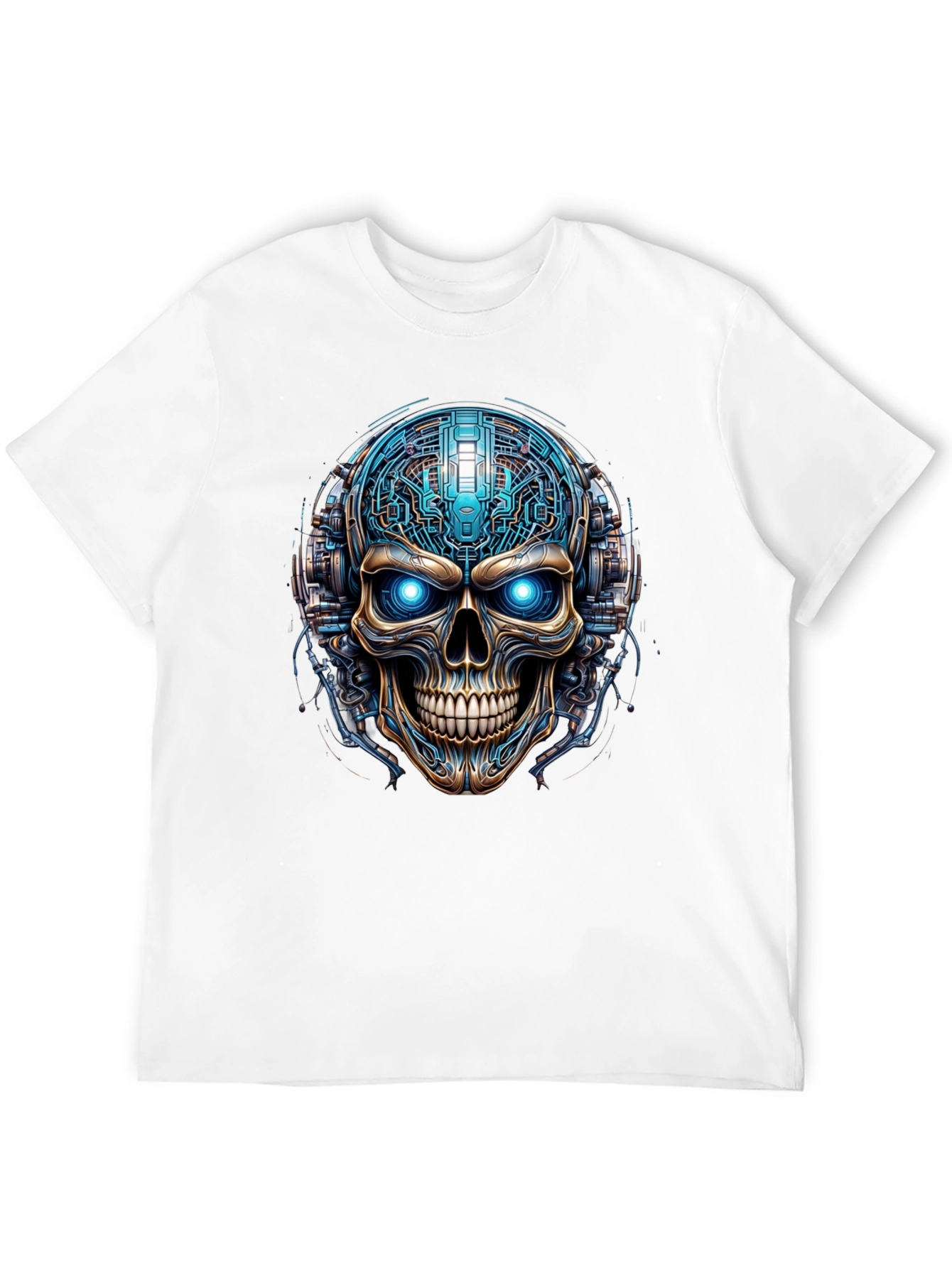 Cyberpunk Skull T-Shirt - Futuristic Tech Graphic Tee