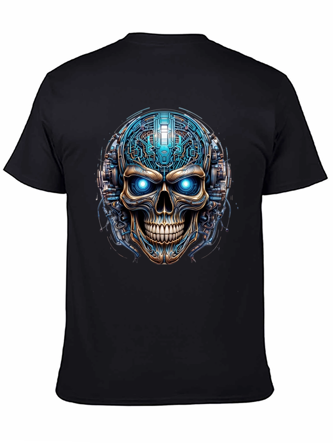 Cyberpunk Skull T-Shirt - Futuristic Tech Graphic Tee