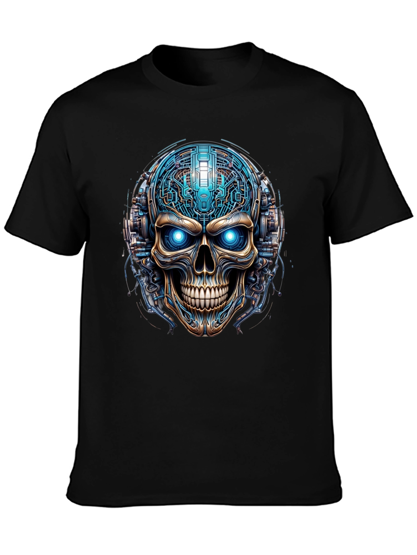 Cyberpunk Skull T-Shirt - Futuristic Tech Graphic Tee