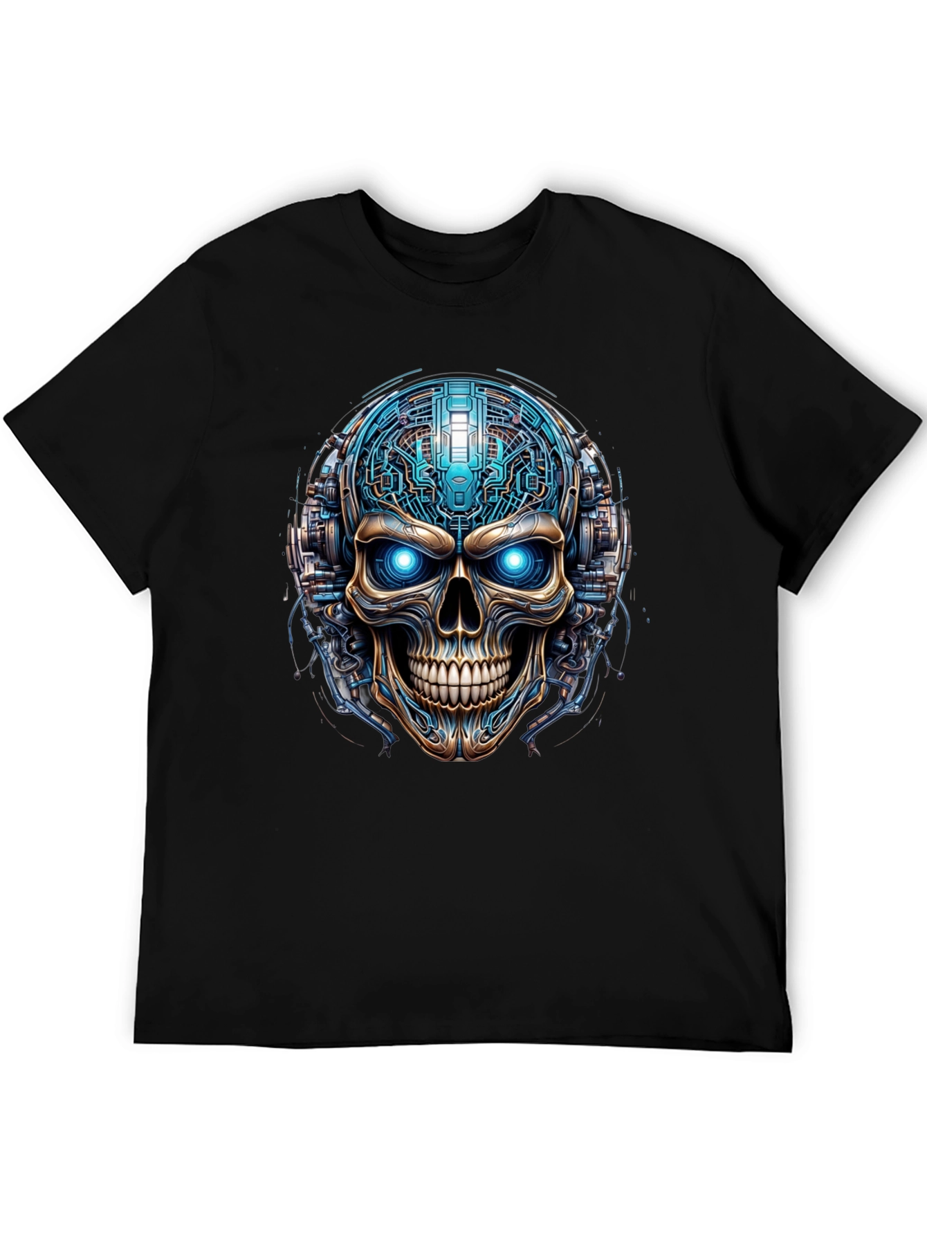 Cyberpunk Skull T-Shirt - Futuristic Tech Graphic Tee